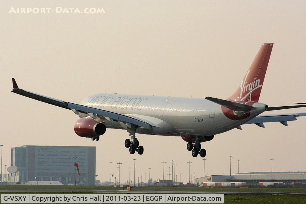 G-VSXY, 2010 Airbus A330-343X C/N 1195, Virgin Atlantic A330 on approach for RW27 at LJLA on a crew training flight