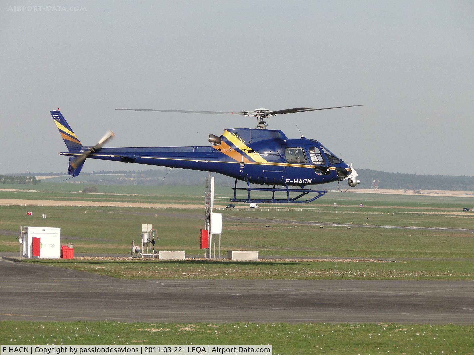 F-HACN, 2008 Eurocopter AS-350B-2 Ecureuil Ecureuil C/N 4415, Just taking-off  from Reims-Prunay after refuelling