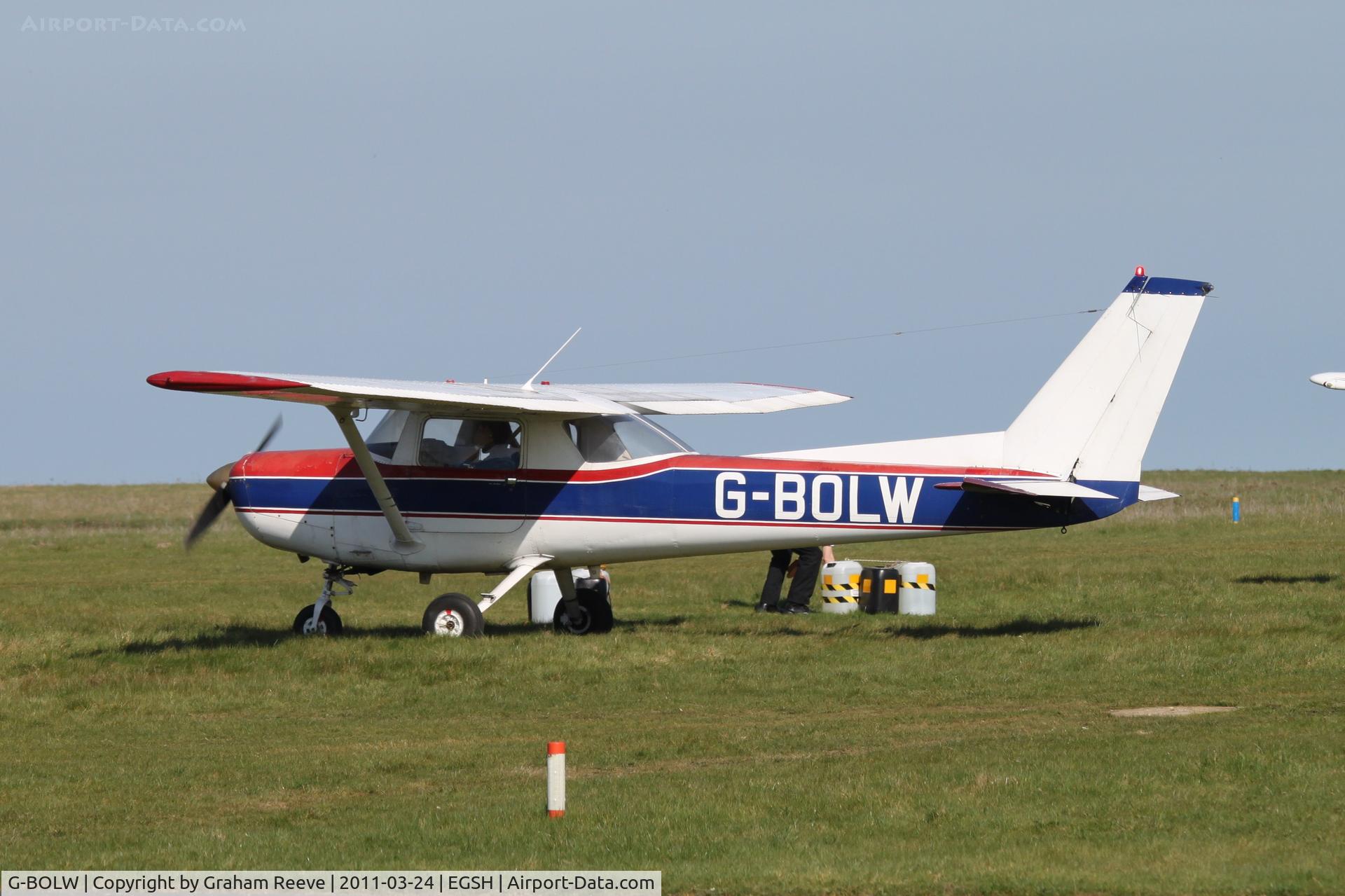 G-BOLW, 1977 Cessna 152 C/N 15280589, Just arrived at Norwich.