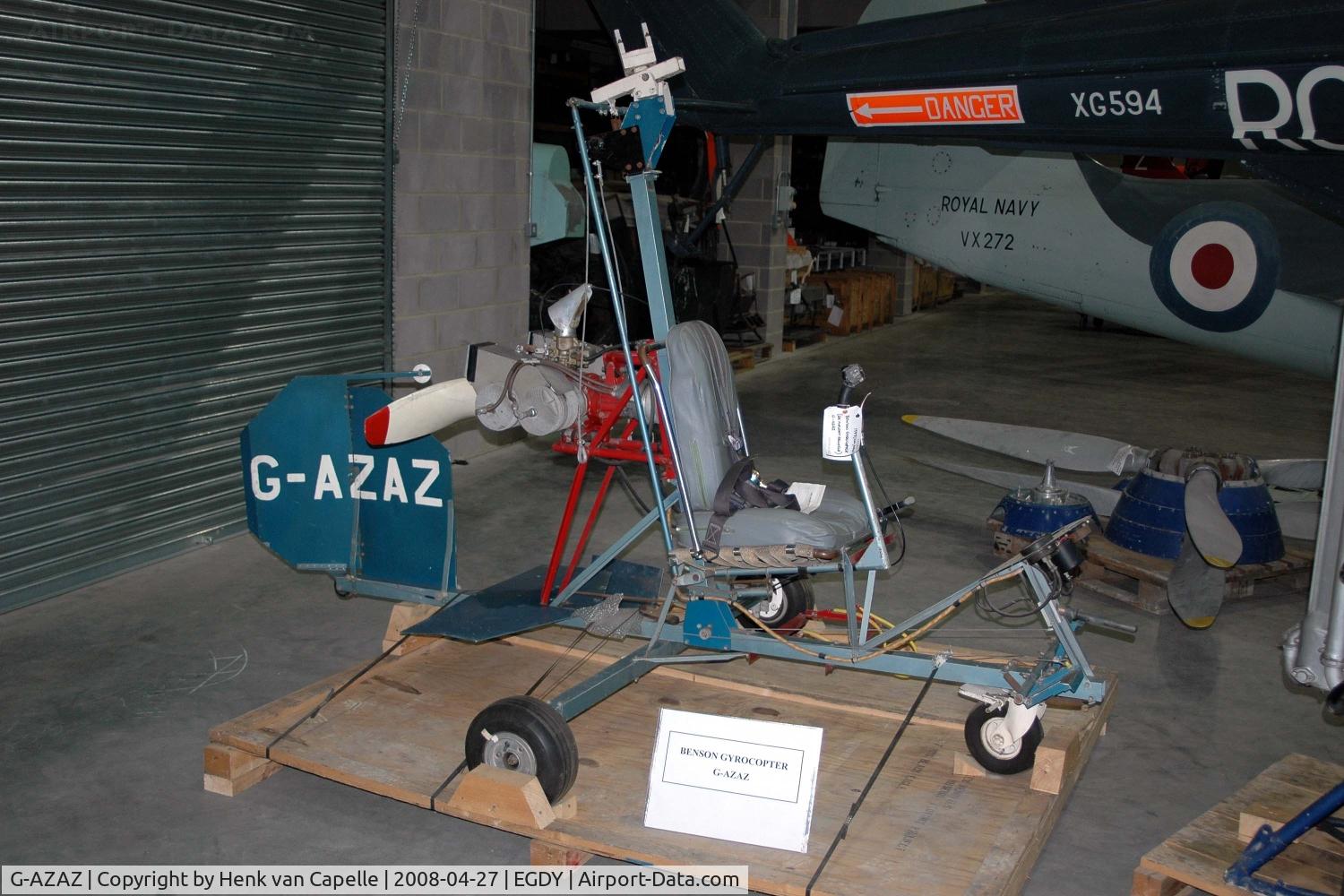 G-AZAZ, Bensen B-8M Gyrocopter Gyrocopter C/N RNEC1, Benson gyrocopter in the Fleet Air Arm Museum's Cobham Hall.