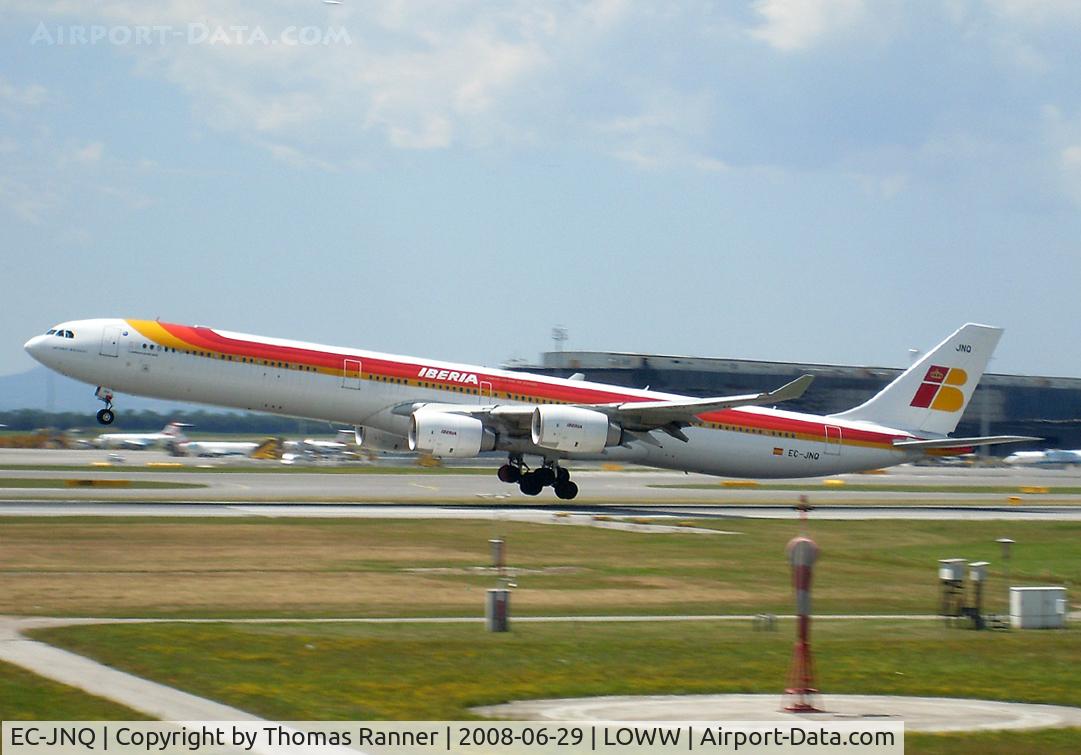 EC-JNQ, 2005 Airbus A340-642 C/N 727, Iberia A340-600, for the final of the European Football Championship