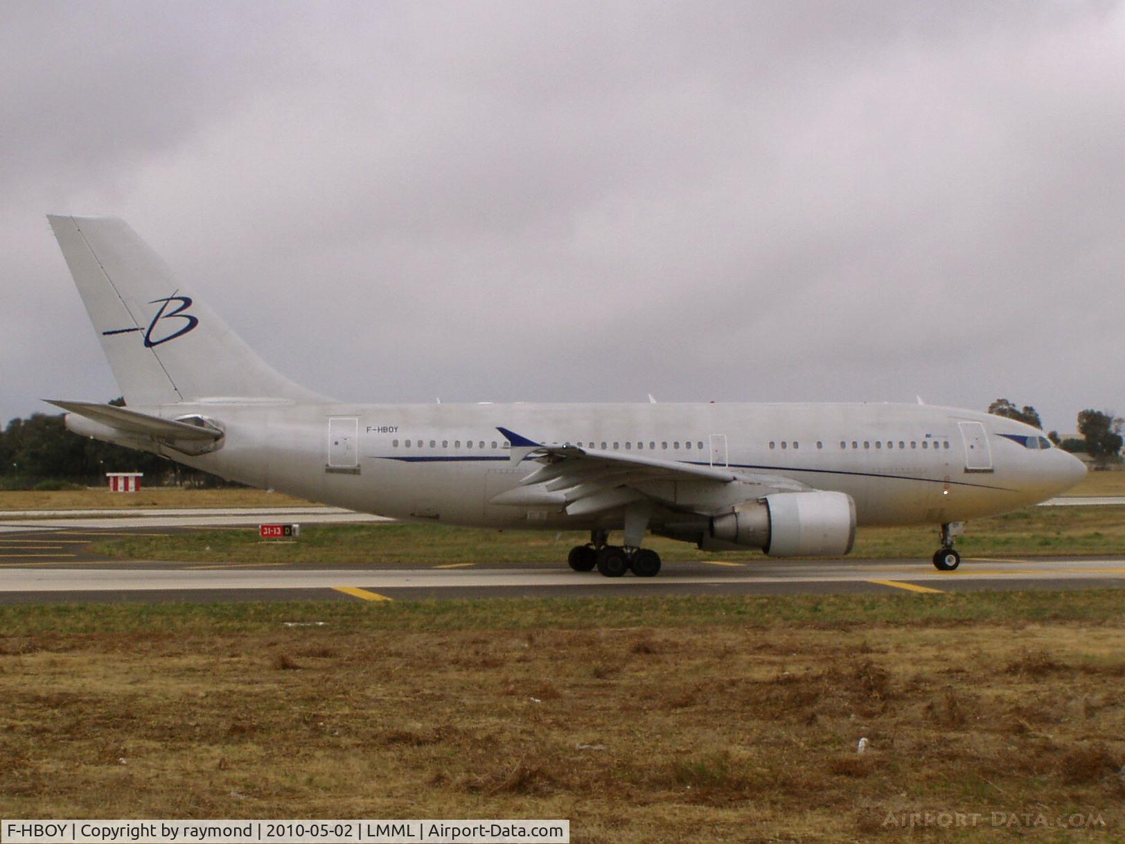 F-HBOY, 1992 Airbus A310-325/ET C/N 650, A310 F-GBOY Blueline after arrival on 2-5-10.