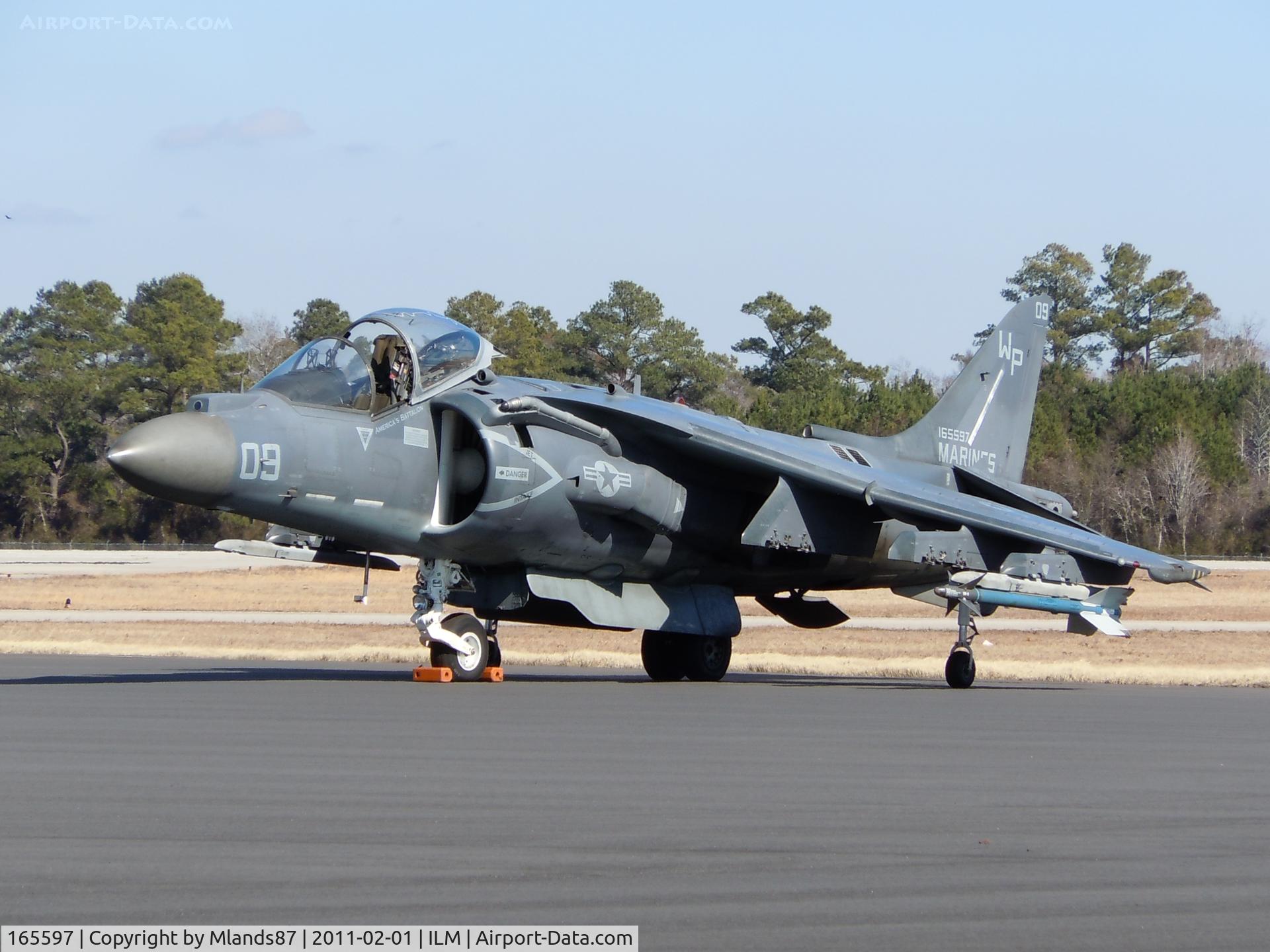 165597, McDonnell Douglas AV-8B Harrier II C/N 334, Marines Harrier armed with Sidewinder Air to Air missile