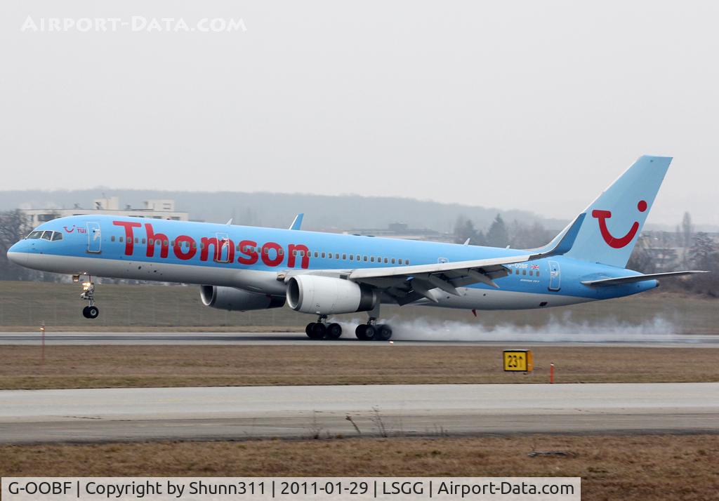 G-OOBF, 2004 Boeing 757-28A C/N 33101, Landing rwy 23
