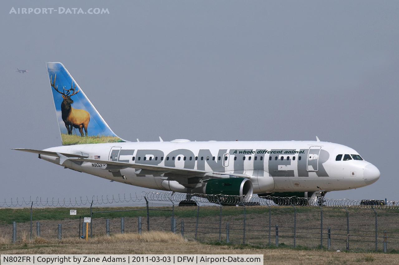 N802FR, 2003 Airbus A318-111 C/N 1991, Frontier A318 at DFW Airport