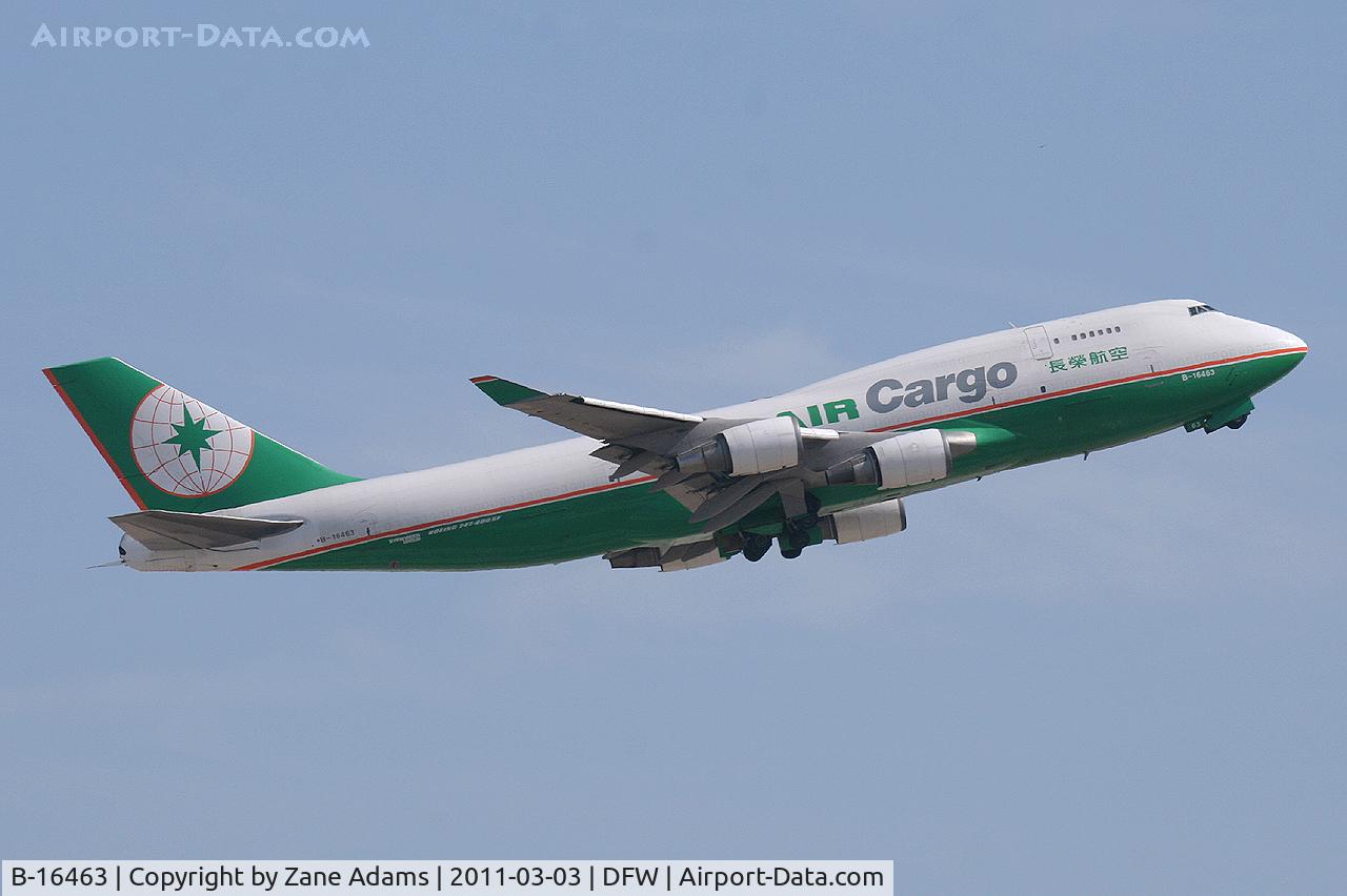 B-16463, 1993 Boeing 747-45E SCD F C/N 27174, EVA Air Cargo departing DFW