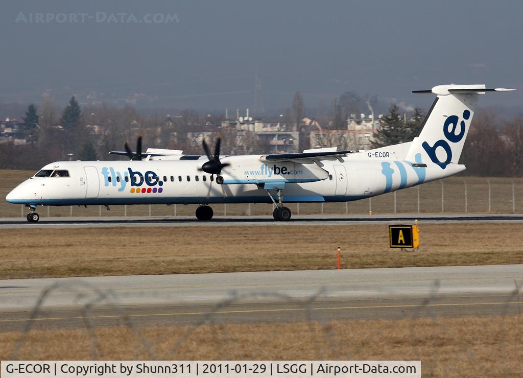 G-ECOR, 2009 De Havilland Canada DHC-8-402Q Dash 8 C/N 4248, Landing rwy 23