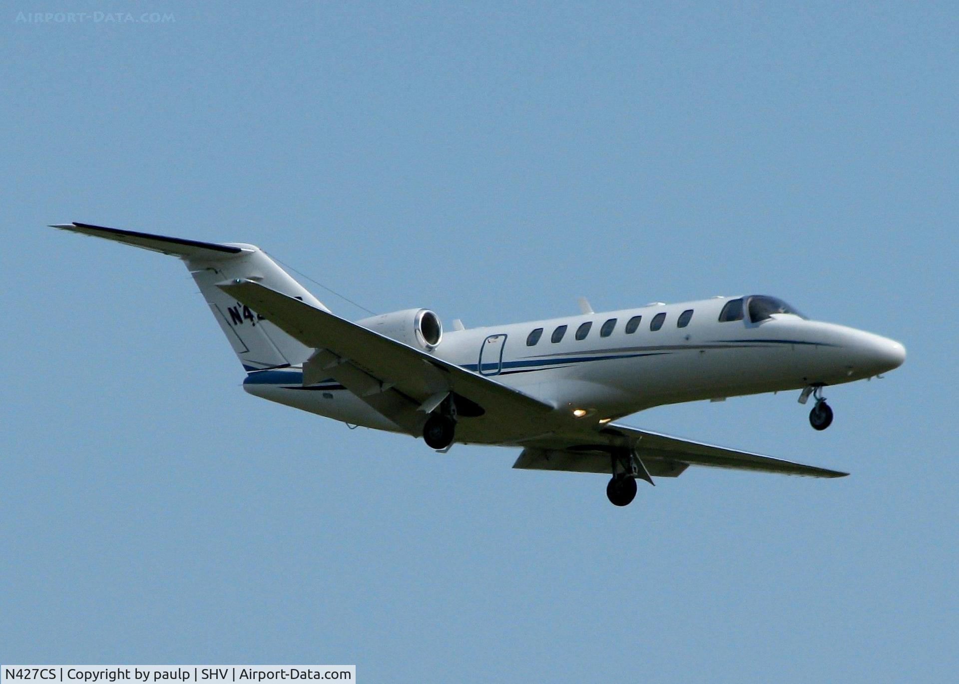 N427CS, 2007 Cessna 525B CitationJet CJ3 C/N 525B0152, Landing on Rwy 14 at Shreveport Regional.
