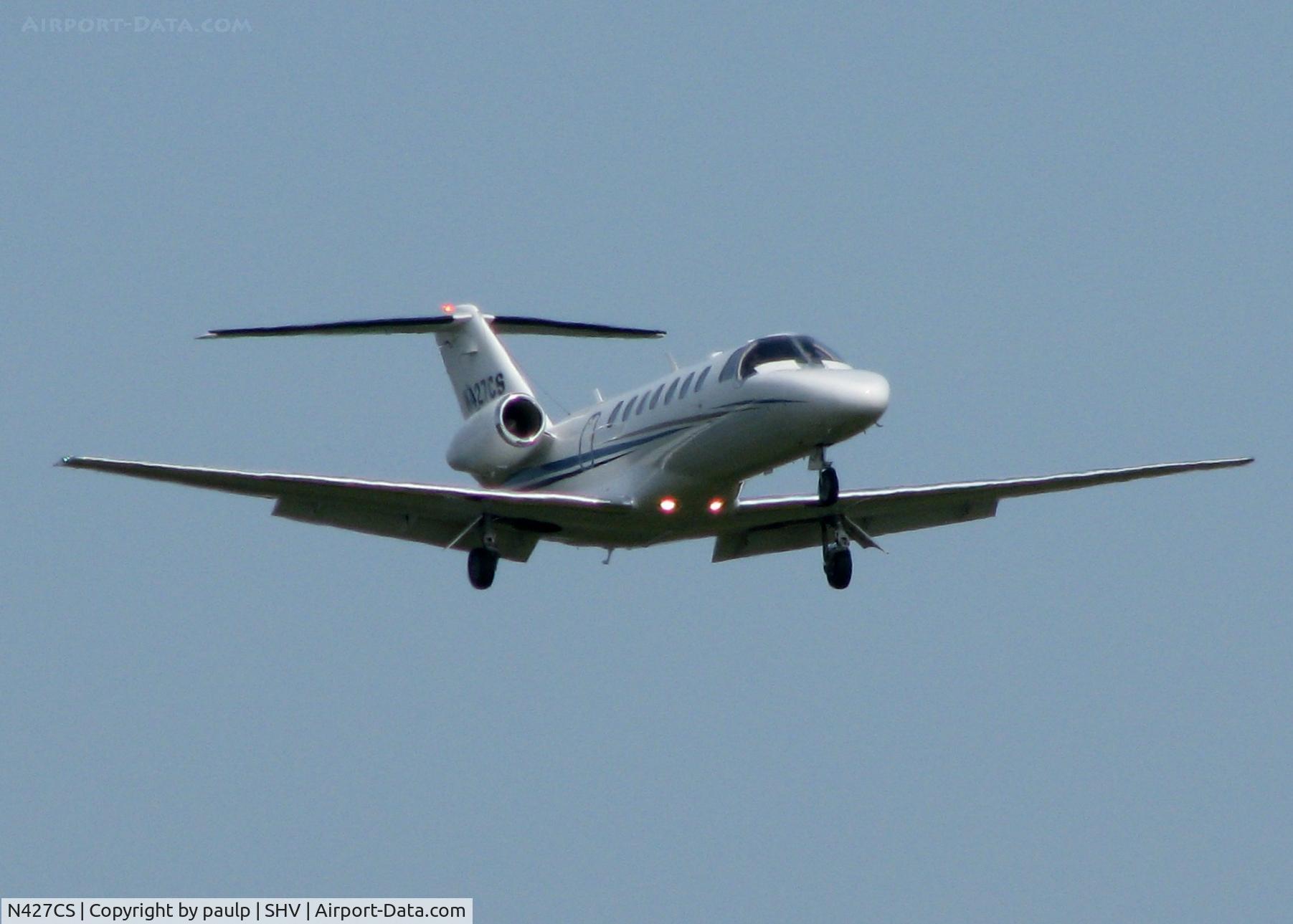 N427CS, 2007 Cessna 525B CitationJet CJ3 C/N 525B0152, Landing on Rwy 14 at Shreveport Regional.