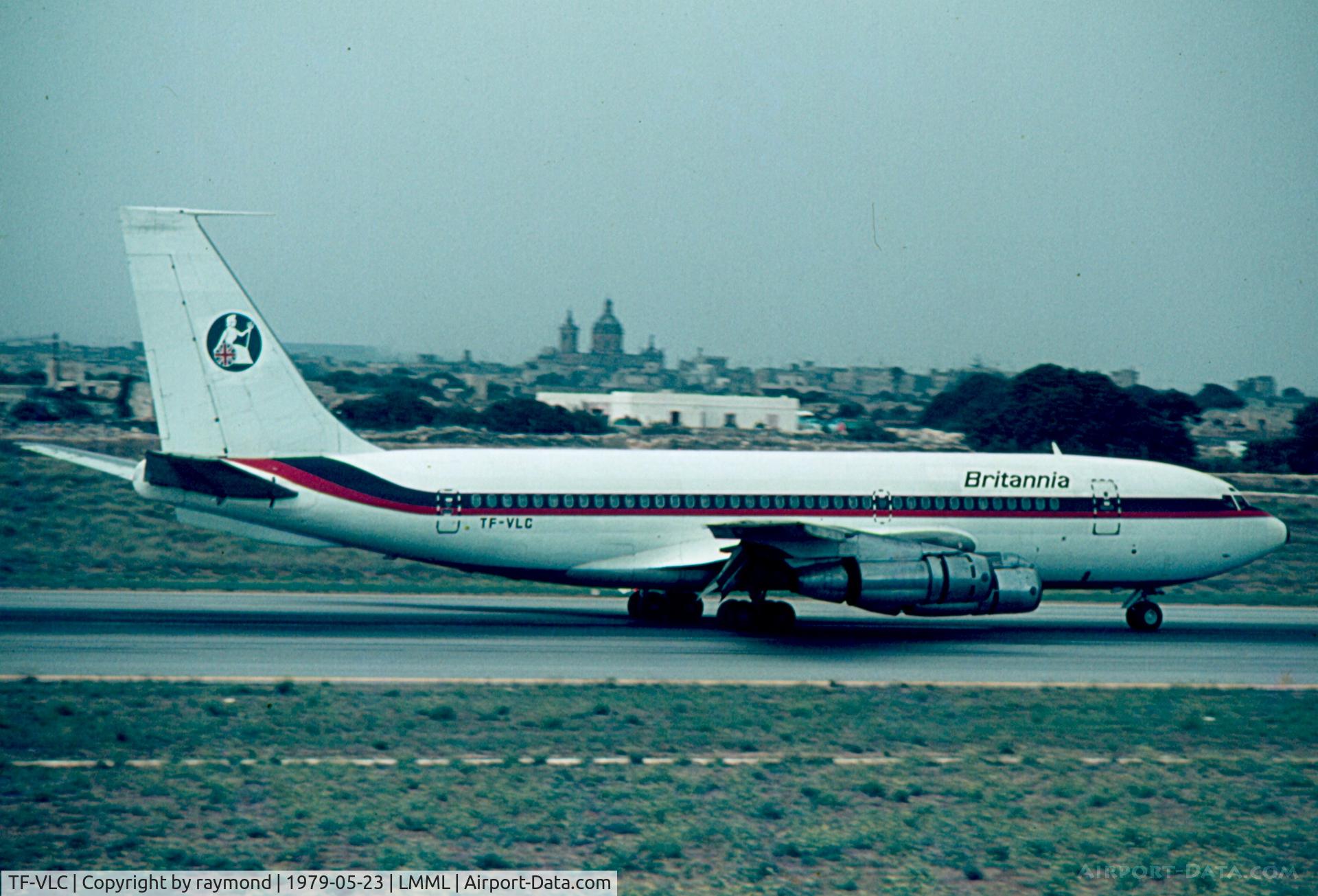 TF-VLC, 1964 Boeing 720-047B C/N 18820, B720 TF-VLC leased by Britannia Airways still wearing Air Malta livery.