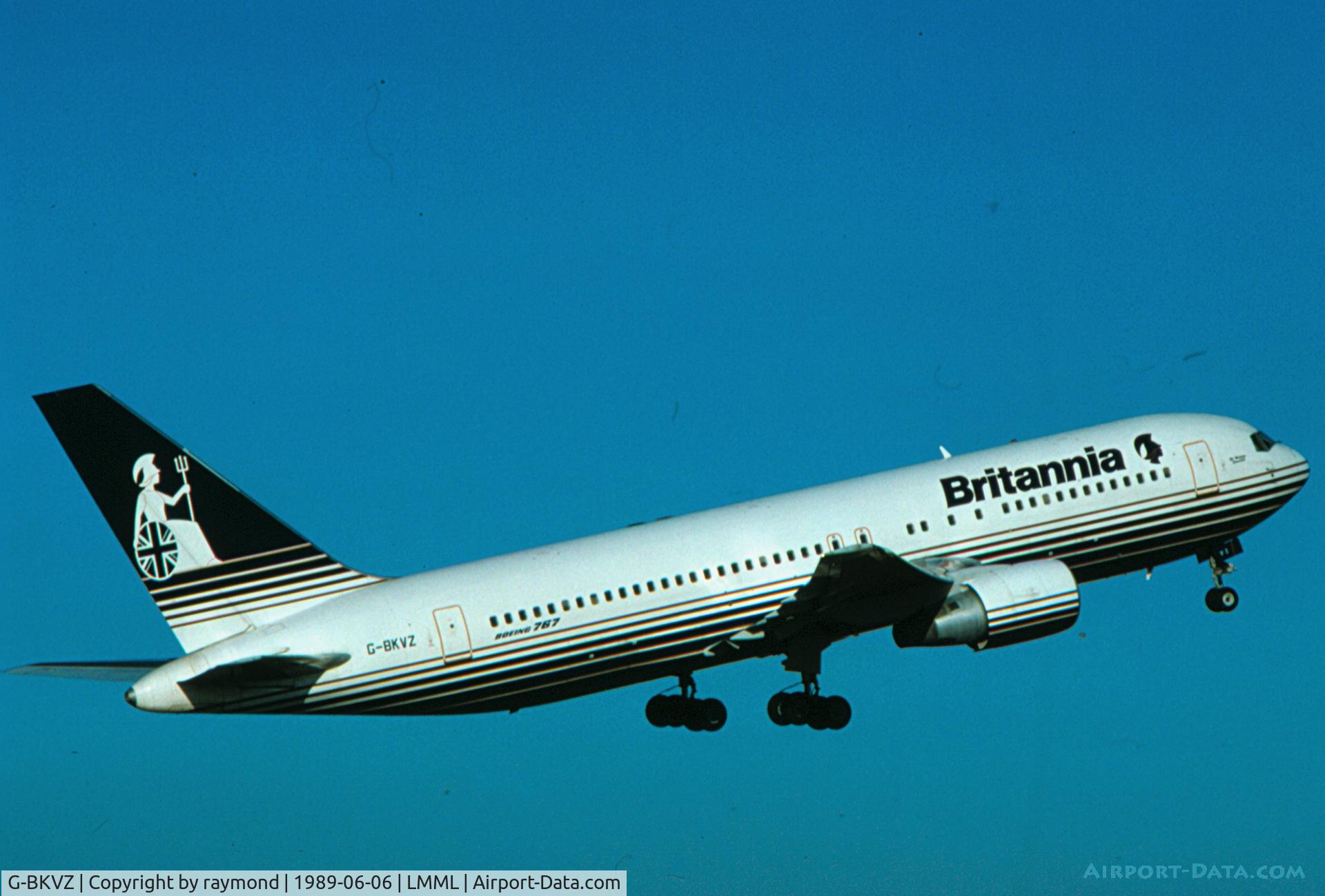 G-BKVZ, 1984 Boeing 767-204 C/N 22981, B767 G-BKVZ of Britannia Airways seen on departure from Malta on 6-6-89.
