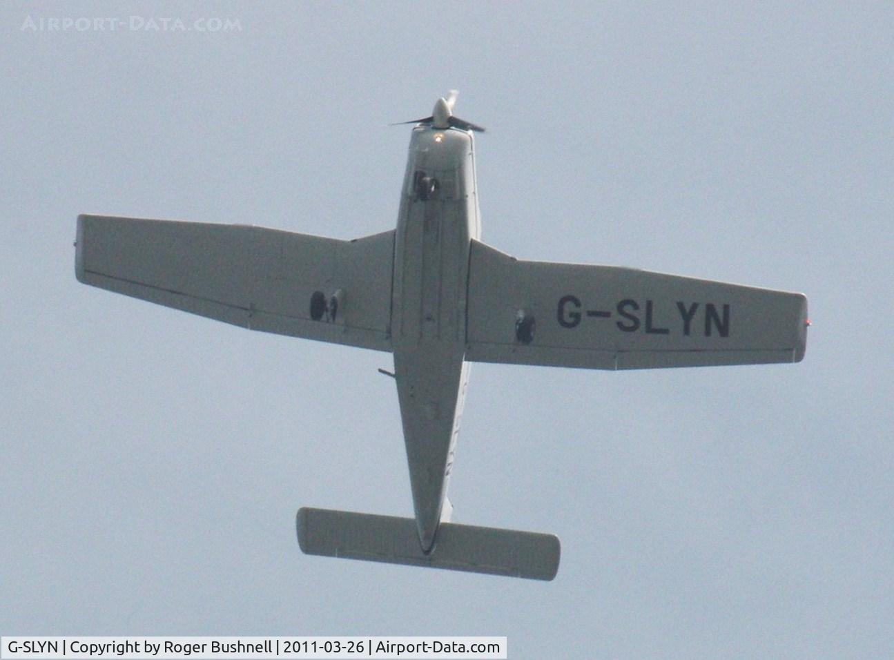G-SLYN, 1981 Piper PA-28-161 Cherokee Warrior II C/N 28-8116204, Flying over North Gorley Hampshire U.K.