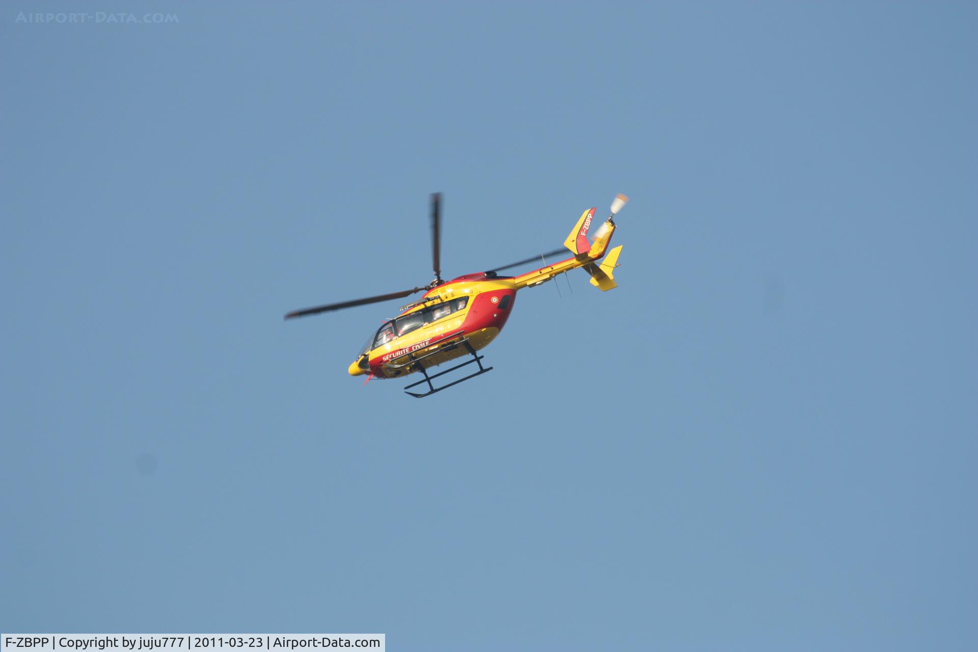 F-ZBPP, Eurocopter-Kawasaki EC-145 (BK-117C-2) C/N 9030, on transit over Sarcelles