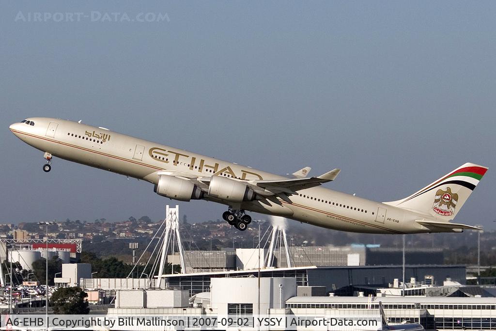 A6-EHB, 2006 Airbus A340-541 C/N 757, up and away from 34L