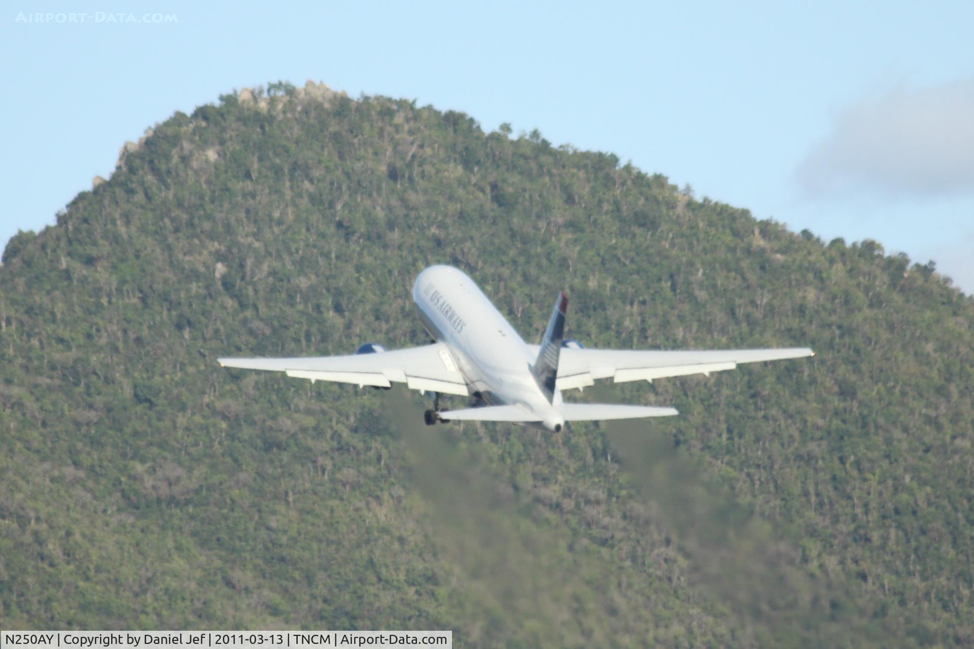 N250AY, 1988 Boeing 767-201 C/N 23902, US airways N250AY climbing out of TNCM