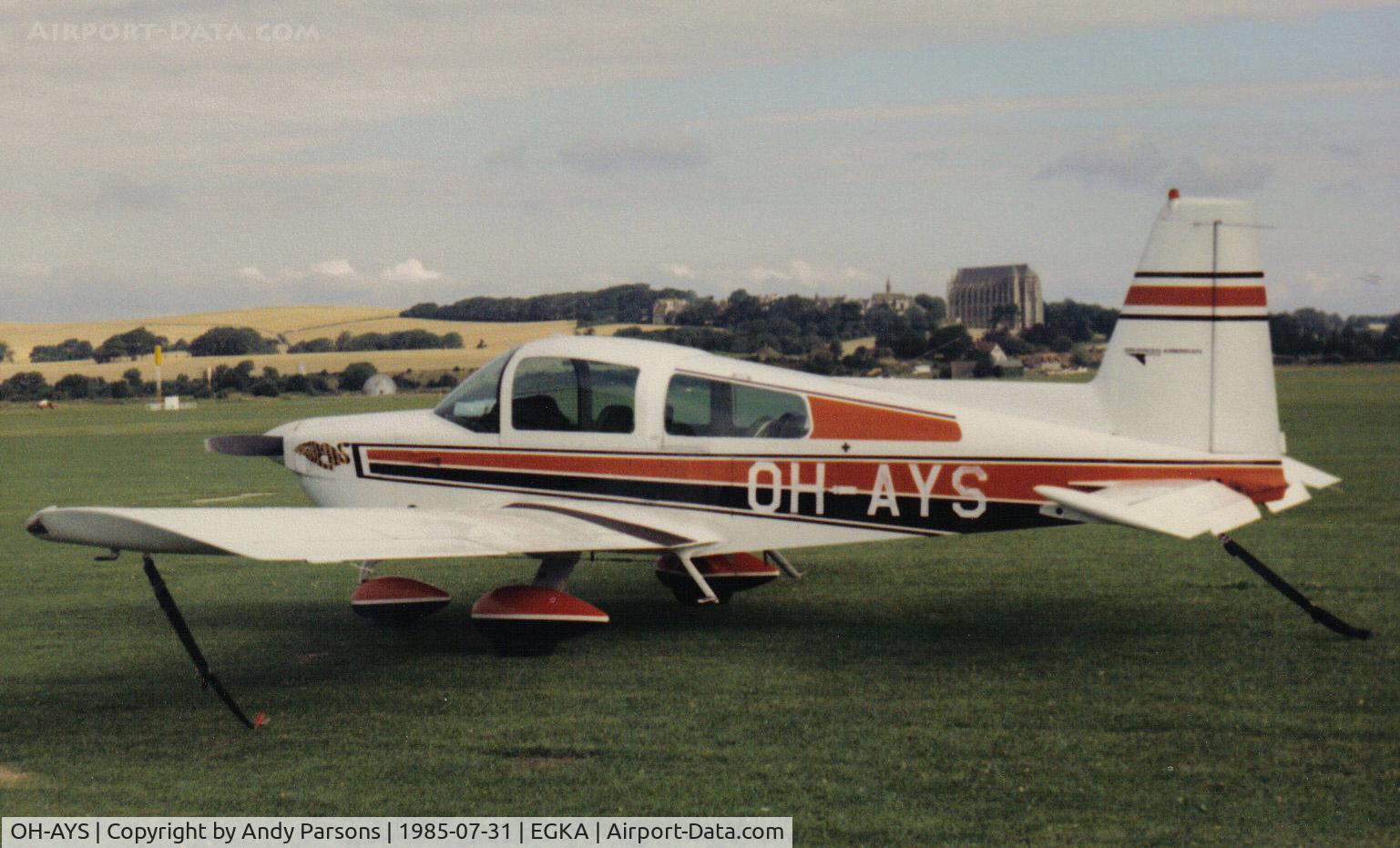 OH-AYS, 1976 American Avation AA-5B Tiger C/N 0117, Scanned print taken in the 80