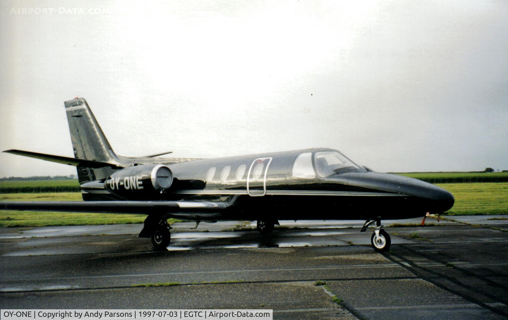 OY-ONE, 1980 Cessna 501 Citation I/SP C/N 501-0143, Operated by Racing driver Mike Hakinenn (scanned print)