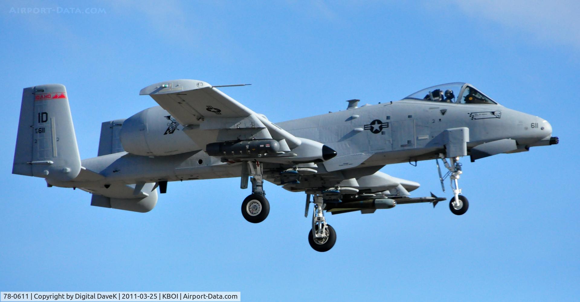 78-0611, 1978 Fairchild Republic A-10C Thunderbolt II C/N A10-0231, Approach @ Boi