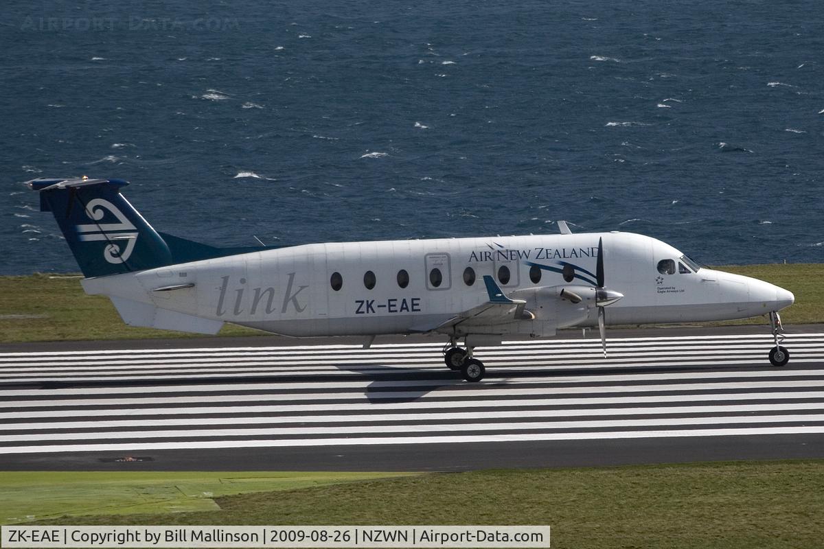 ZK-EAE, 2001 Beech 1900D C/N UE-428, on solid ground after battling a strong Wellt wind