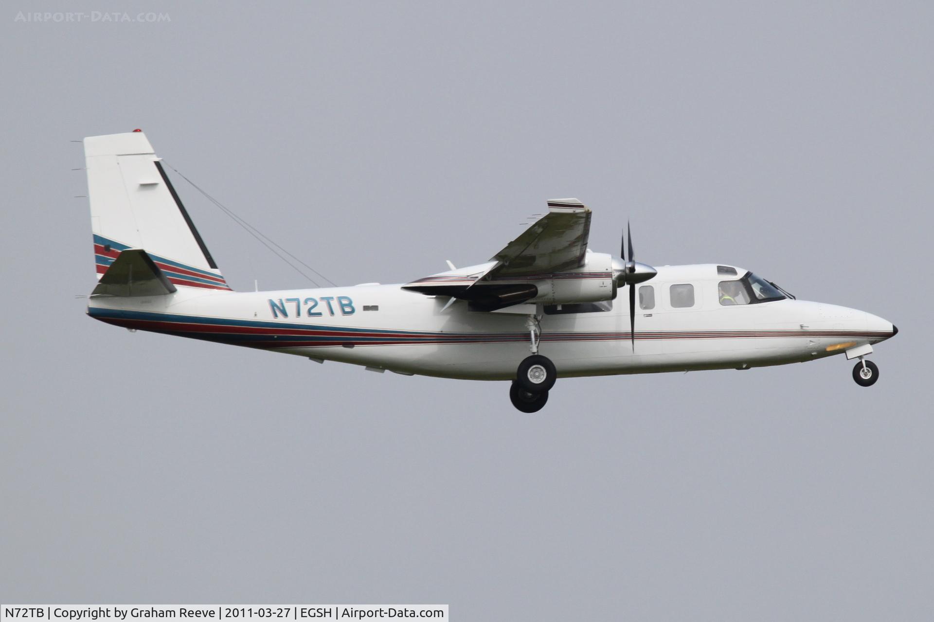 N72TB, 1980 Rockwell International 690C C/N 11619, About to touch down.
