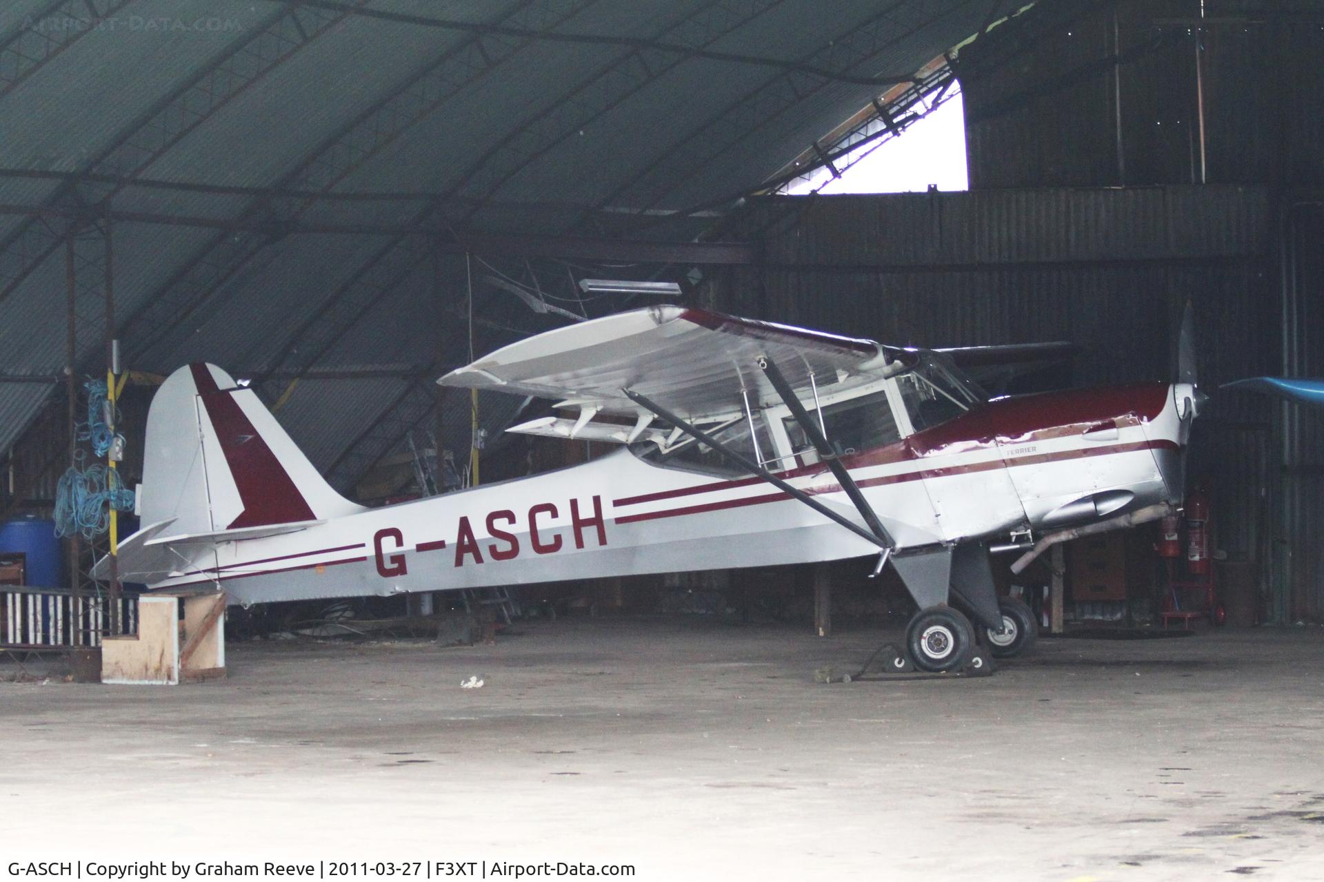 G-ASCH, 1962 Beagle A-61 Terrier 2 C/N B.619, Parked in the Hangar at Felthorpe.