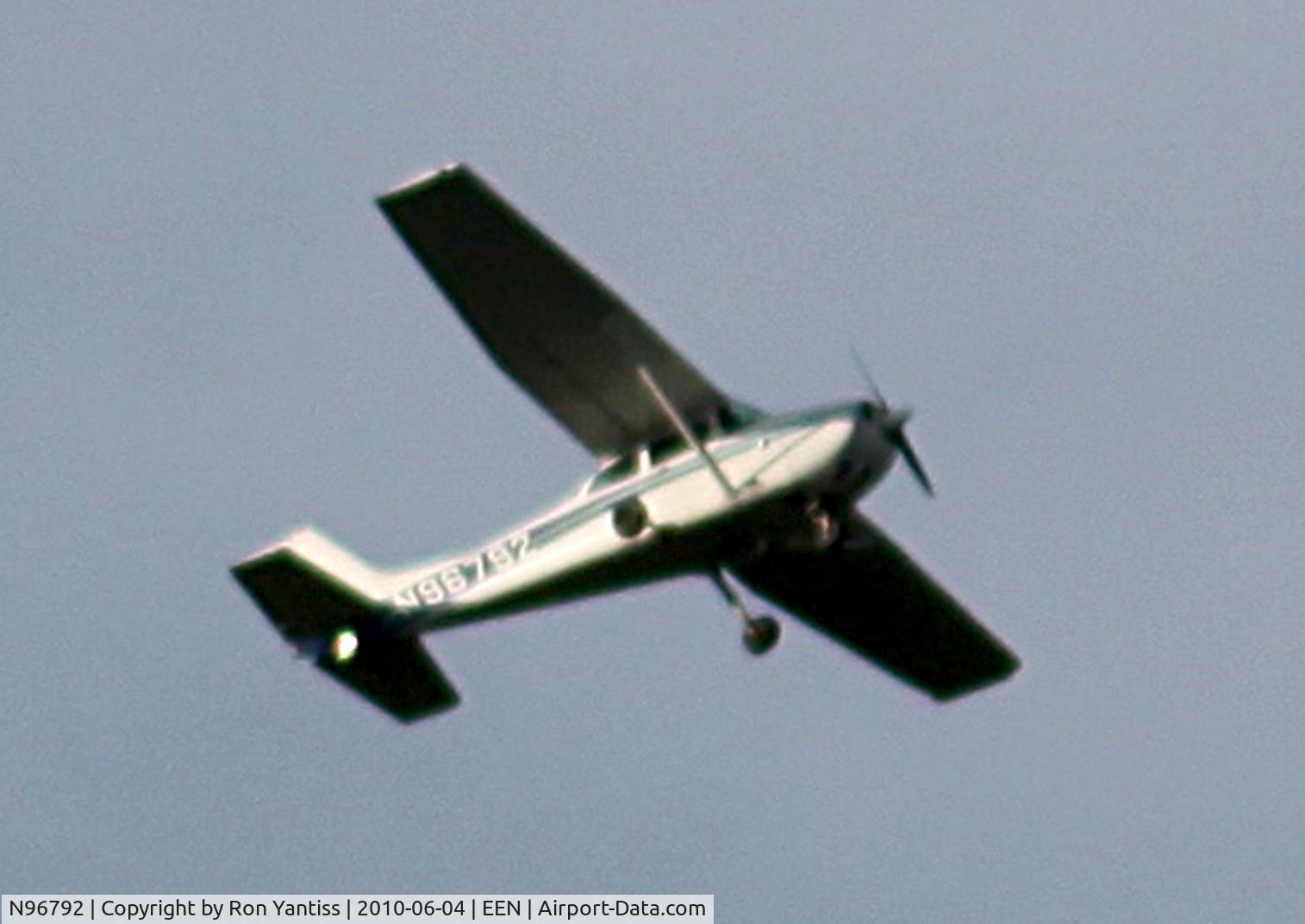 N96792, 1984 Cessna 172P C/N 17276115, Climbing after takeoff from Keene.