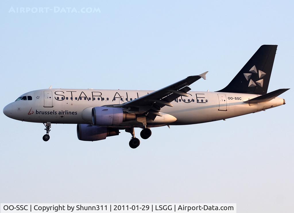OO-SSC, 1999 Airbus A319-112 C/N 1086, Landing rwy 05 in full Star Alliance c/s...