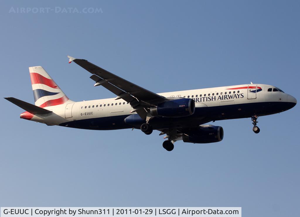 G-EUUC, 2001 Airbus A320-232 C/N 1696, Landing rwy 05