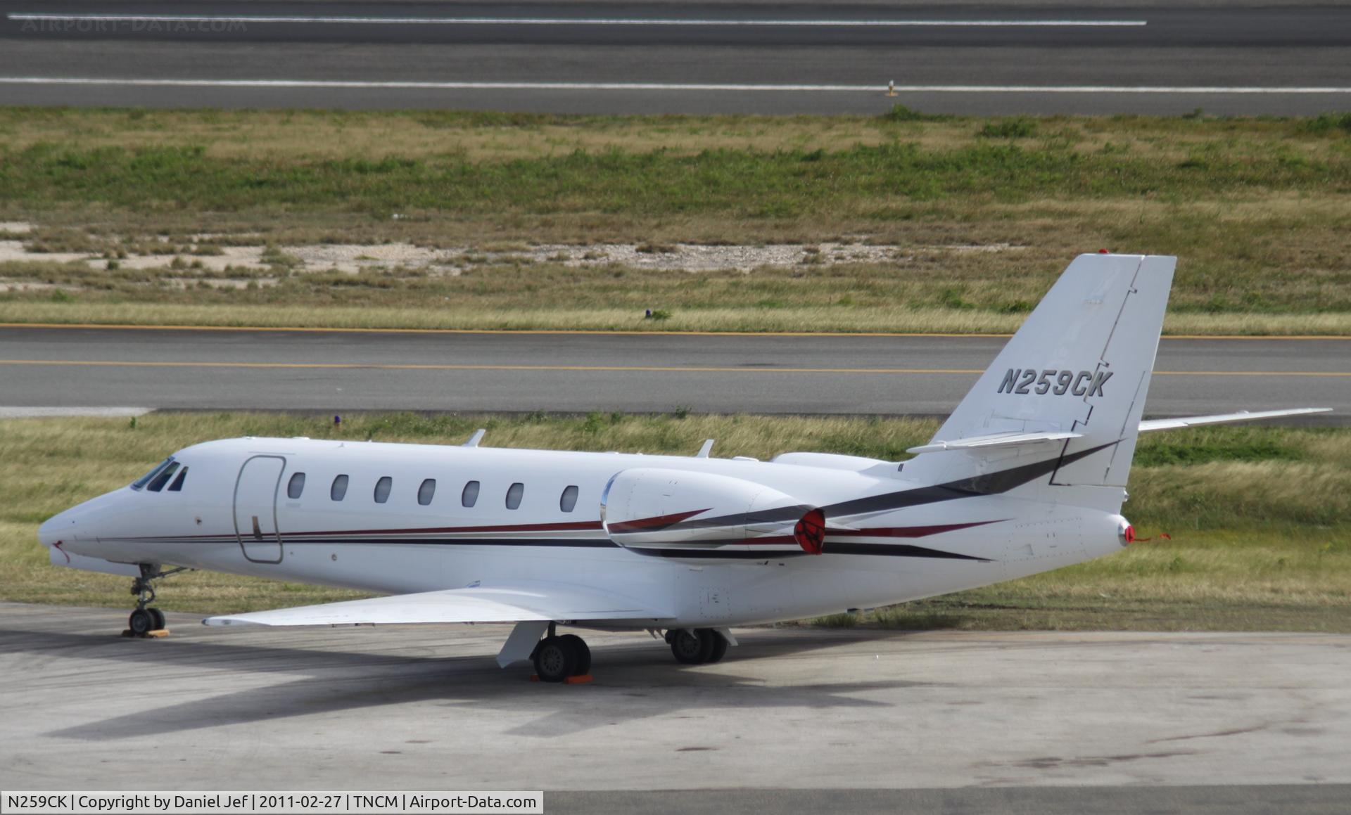 N259CK, 2009 Cessna 680 Citation Sovereign C/N 680-0278, N259CK park on the cargo ramp  at TNCM