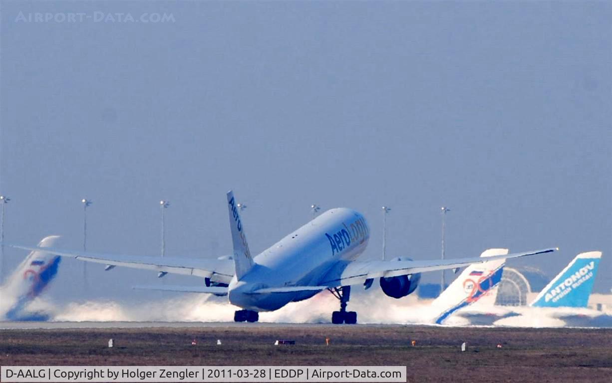 D-AALG, 2010 Boeing 777-FZN C/N 36199, Leaving LEJ on rwy 26L for a ride to PVG