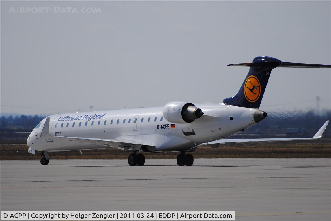 D-ACPP, 2003 Bombardier CRJ-701ER (CL-600-2C10) Regional Jet C/N 10086, Reached parking position at GAT apron.