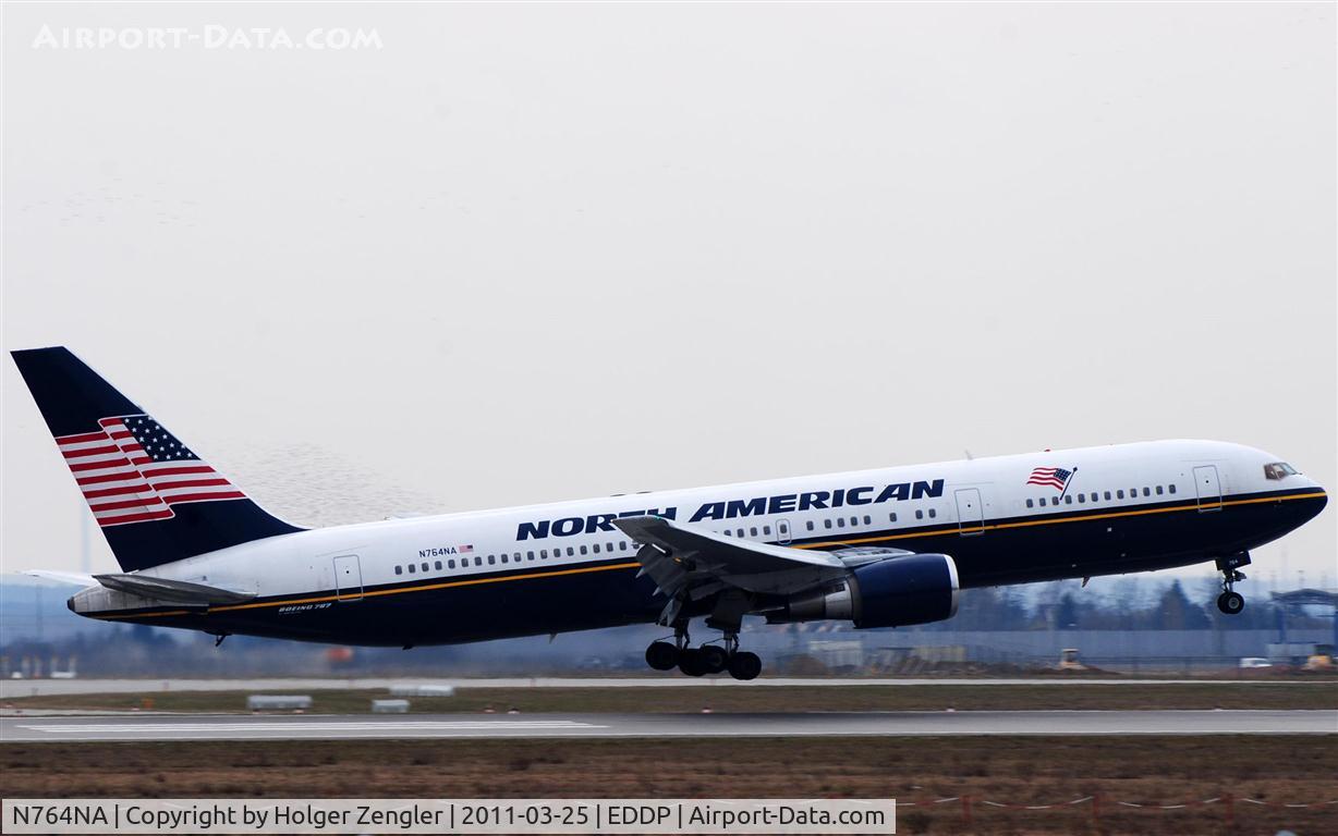 N764NA, 1993 Boeing 767-328 C/N 27135, Coming down to LEJ for a stopover on the way home.
