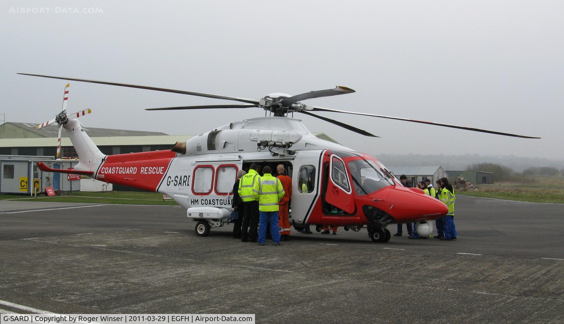 G-SARD, 2007 AgustaWestland AW-139 C/N 31208, Operated by HM Coastguard Rescue and based at Lee-on-Solent. Familiarization event with local MCA/HMCG personnel.