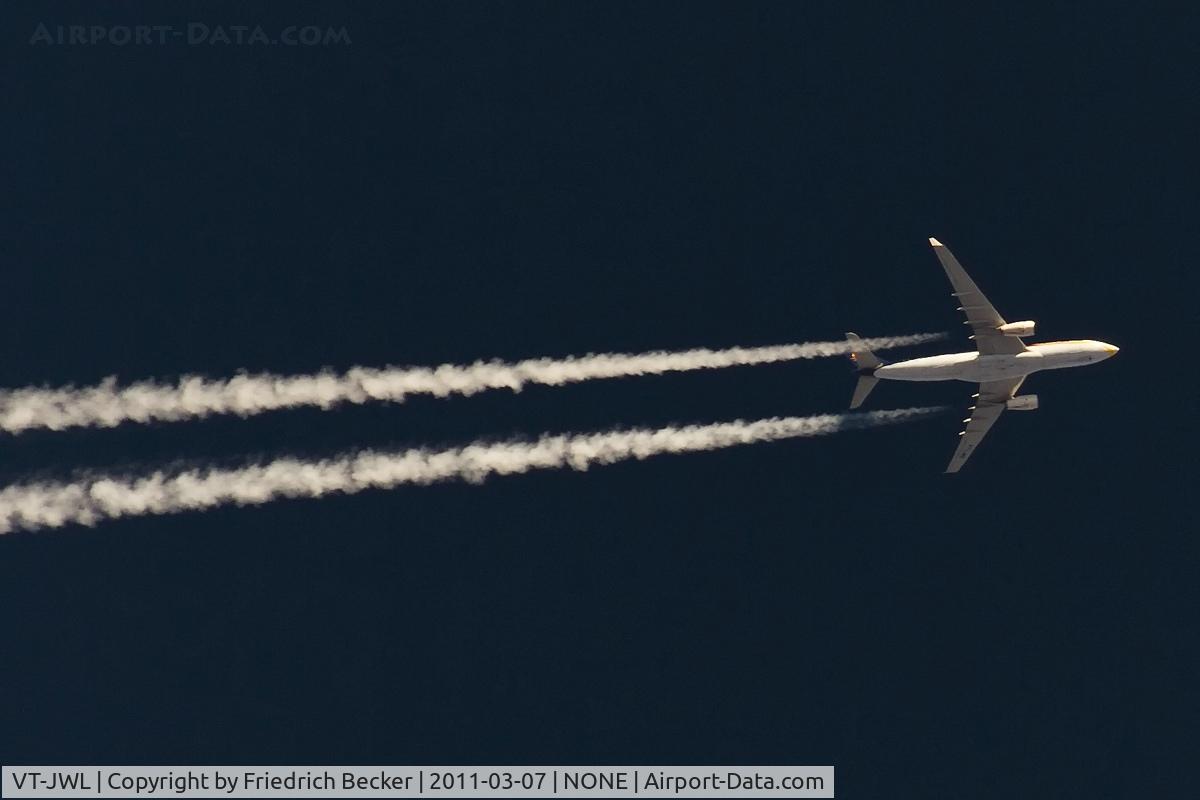VT-JWL, 2008 Airbus A330-203 C/N 901, Jet Airways A330 cruising eastbount