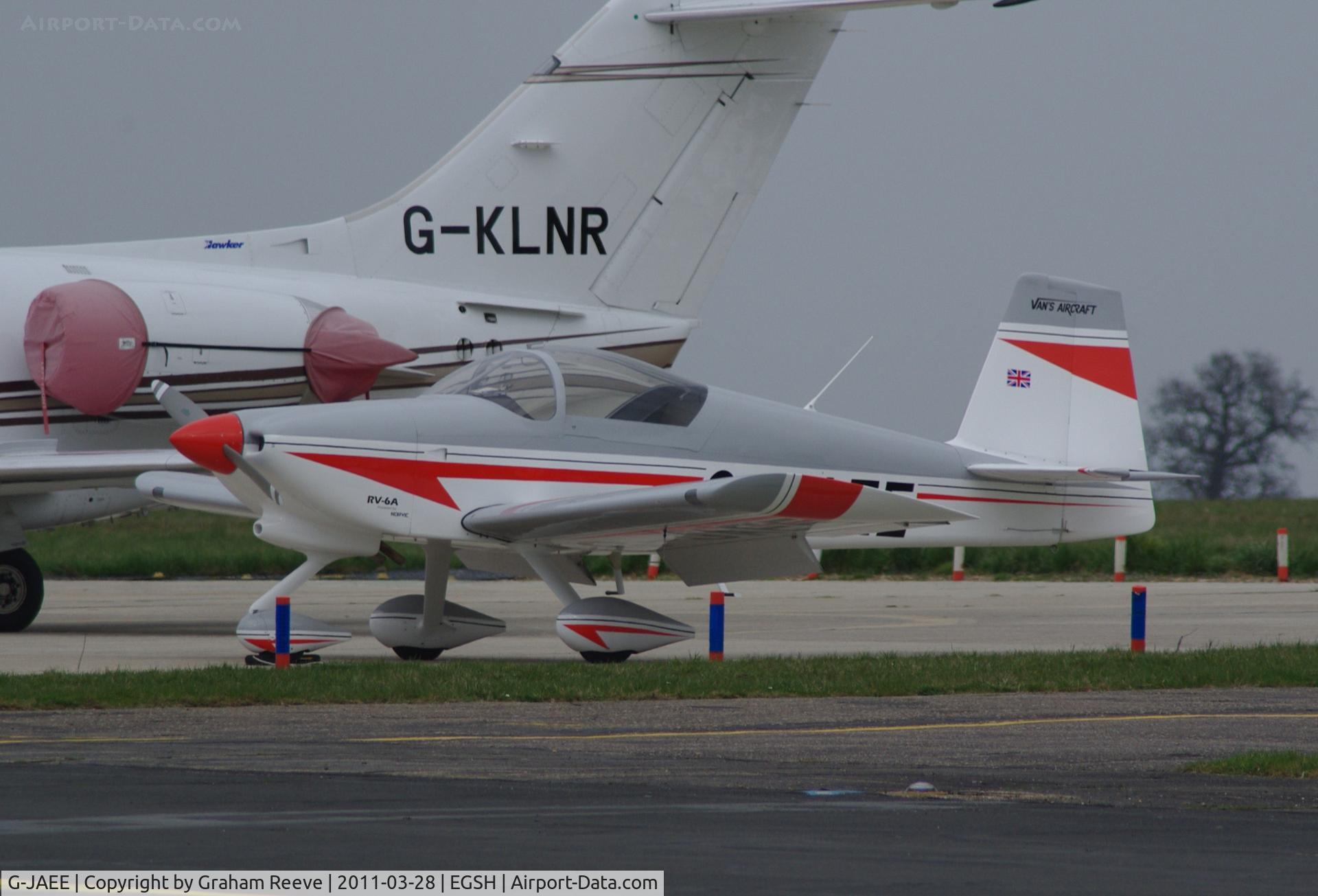 G-JAEE, 2002 Vans RV-6A C/N PFA 181A-13571, Parked at Norwich.