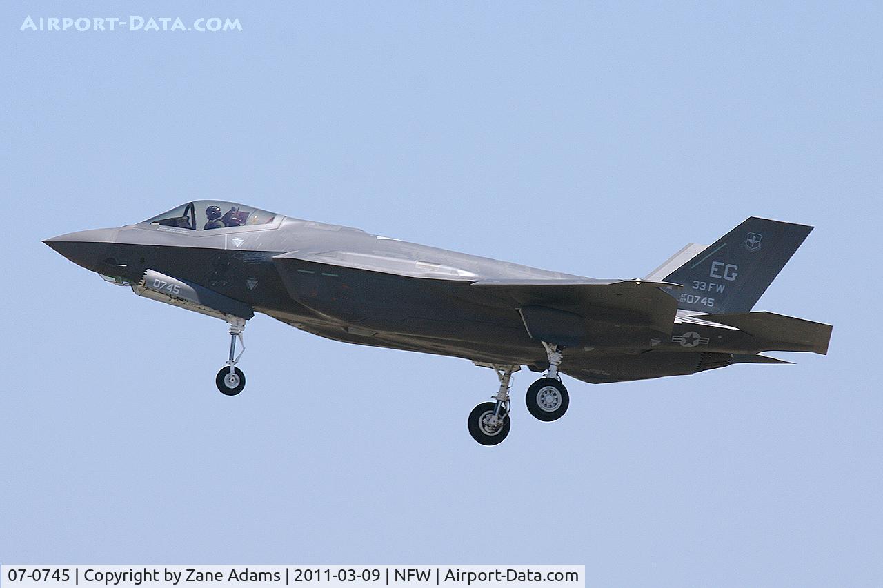 07-0745, 2010 Lockheed Martin F-35A Lightning II C/N AF-07, F-35A Lightning II (AF-07) landing at NASJRB Fort Worth