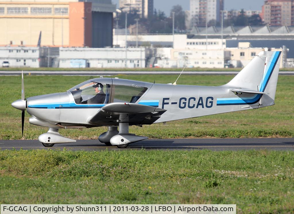 F-GCAG, 1979 Robin R-1180T Aiglon C/N 235, Taxiing holding point rwy 32R for departure...