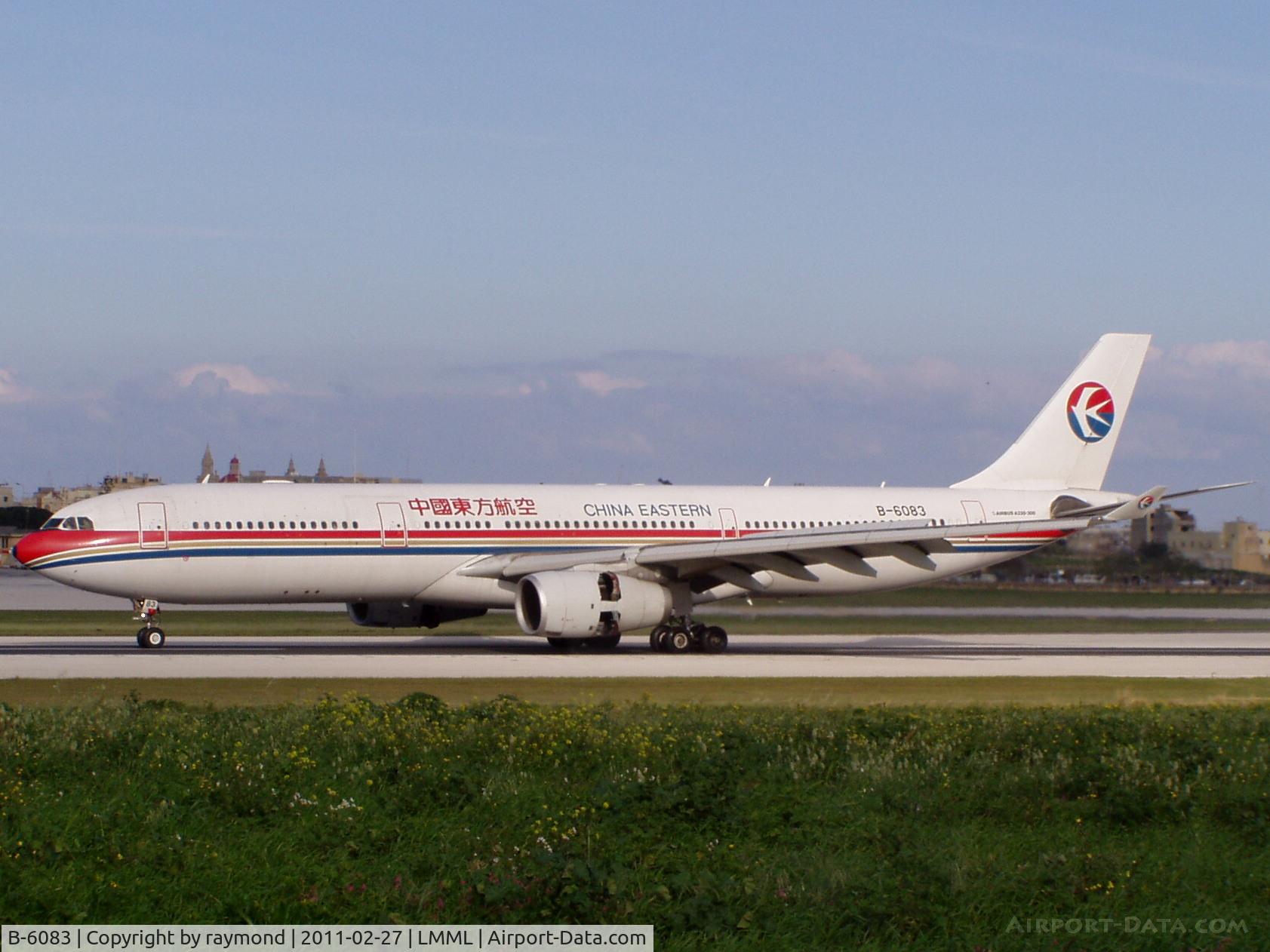 B-6083, 2007 Airbus A330-343X C/N 830, A330 B-6083 China Eastern Airways on 27Feb11 landed in Malta to take back Chinese workers evacuated from Libya.