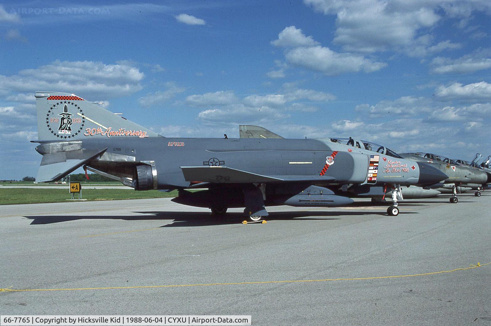 66-7765, 1966 McDonnell F-4D Phantom II C/N 2412, Taken 4 June 1988 at London International Airport. 