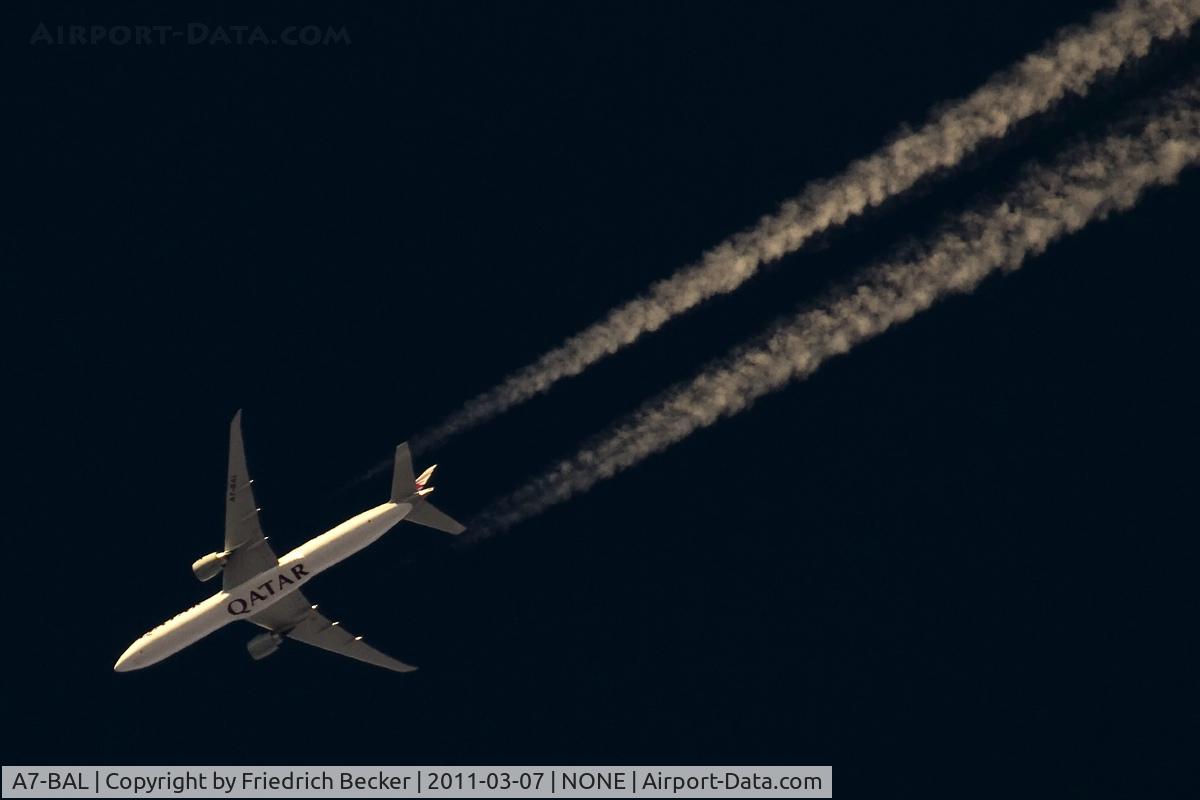 A7-BAL, 2010 Boeing 777-3DZ/ER C/N 38244, Qatar B777-300 cruising westbound