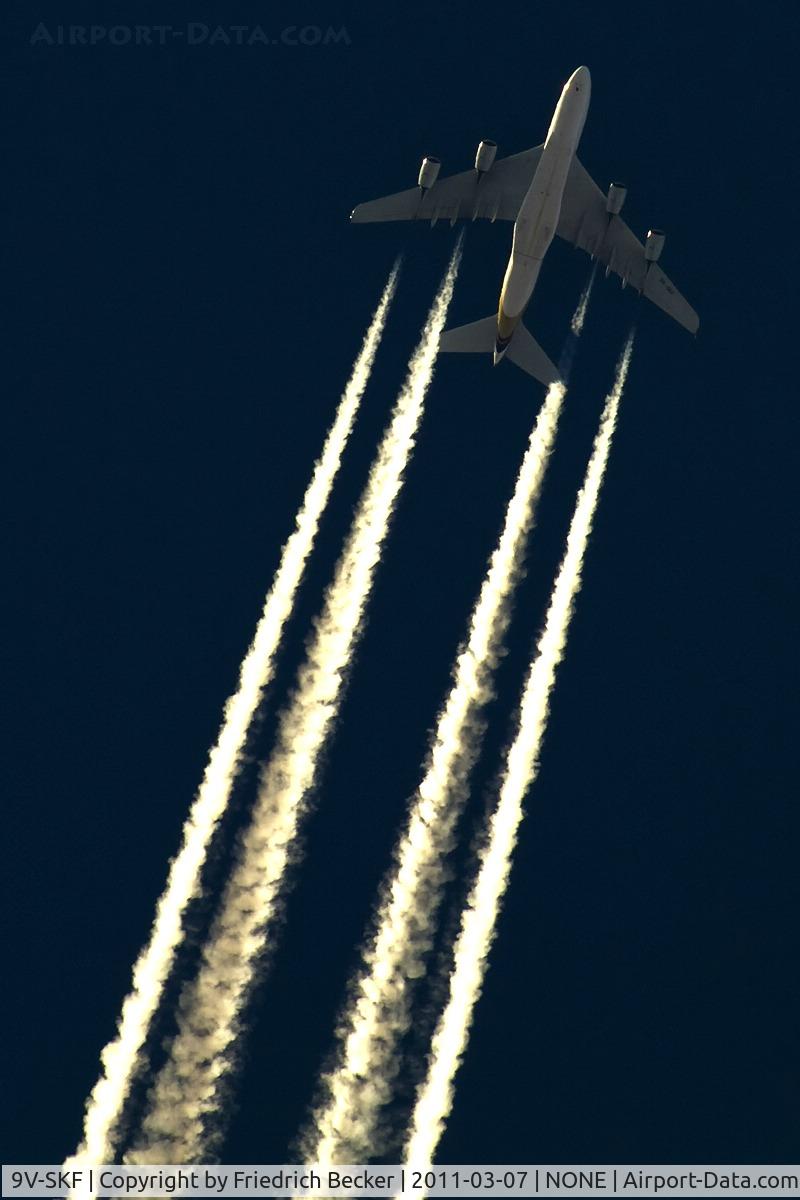 9V-SKF, 2008 Airbus A380-841 C/N 012, Singapore Airlines A380-841 cruising as SIA333 eastbound