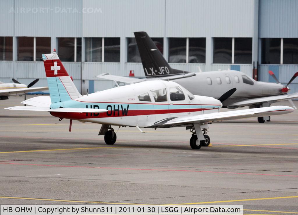 HB-OHW, 1970 Piper PA-28R-200 Cherokee Arrow C/N 28R-35609, Parked at the General Aviation area...