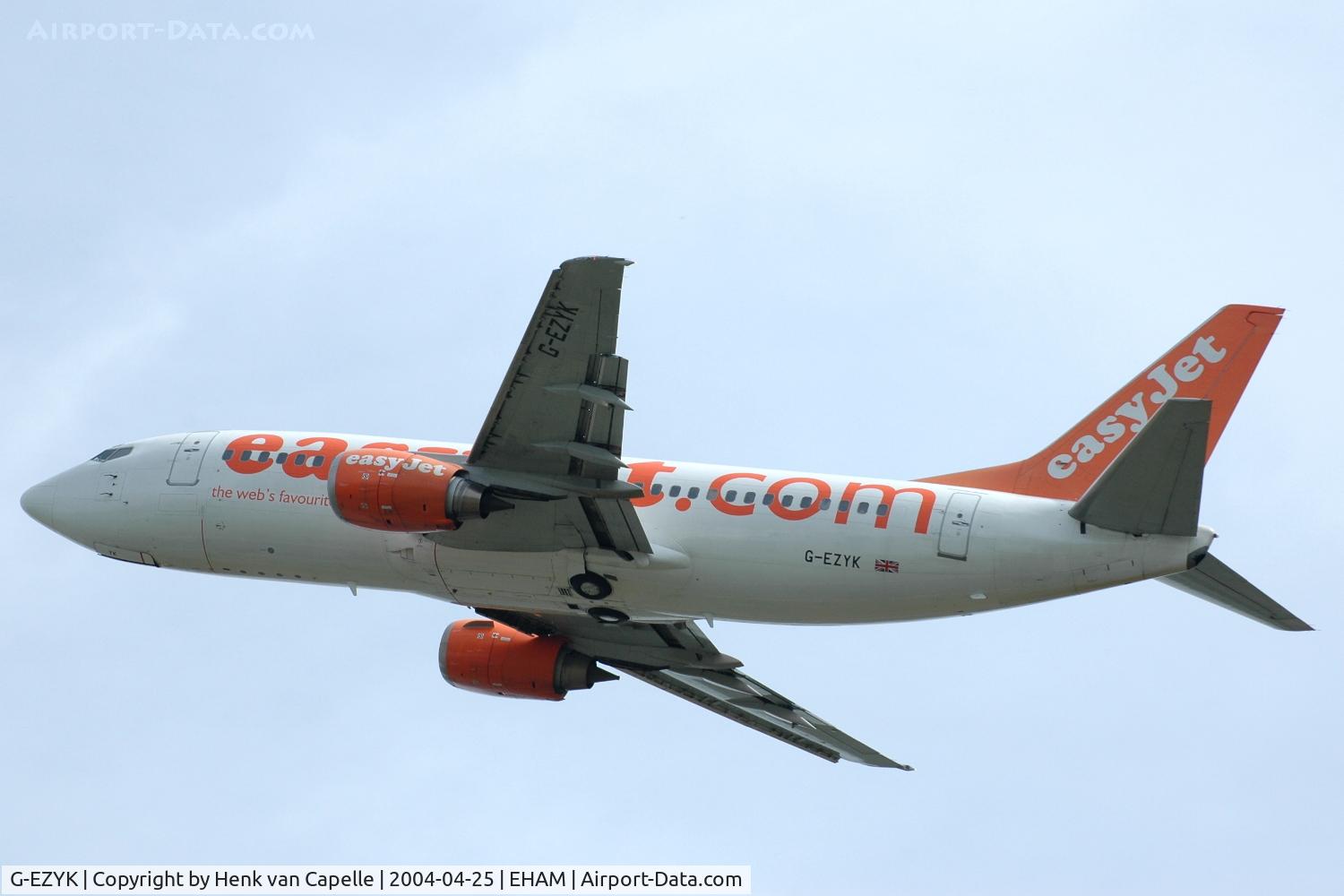 G-EZYK, 1998 Boeing 737-33V C/N 29335, EasyJet 737-300 leaving Schiphol airport.