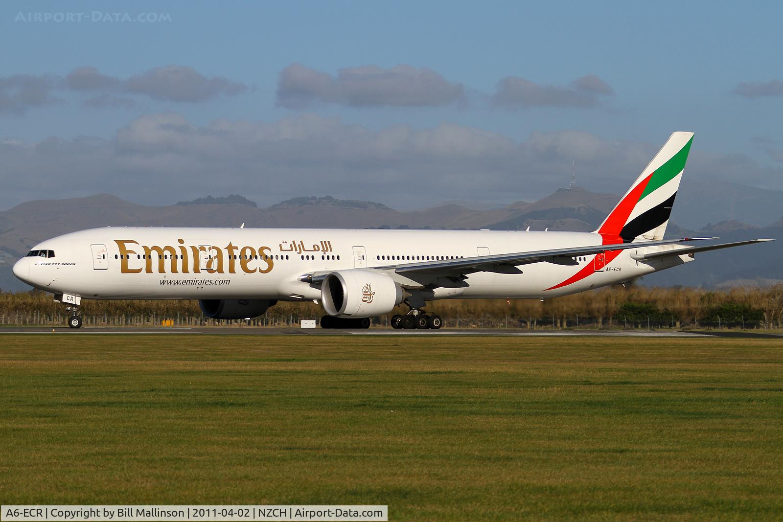 A6-ECR, 2009 Boeing 777-31H/ER C/N 35592, away to SYD as EK418