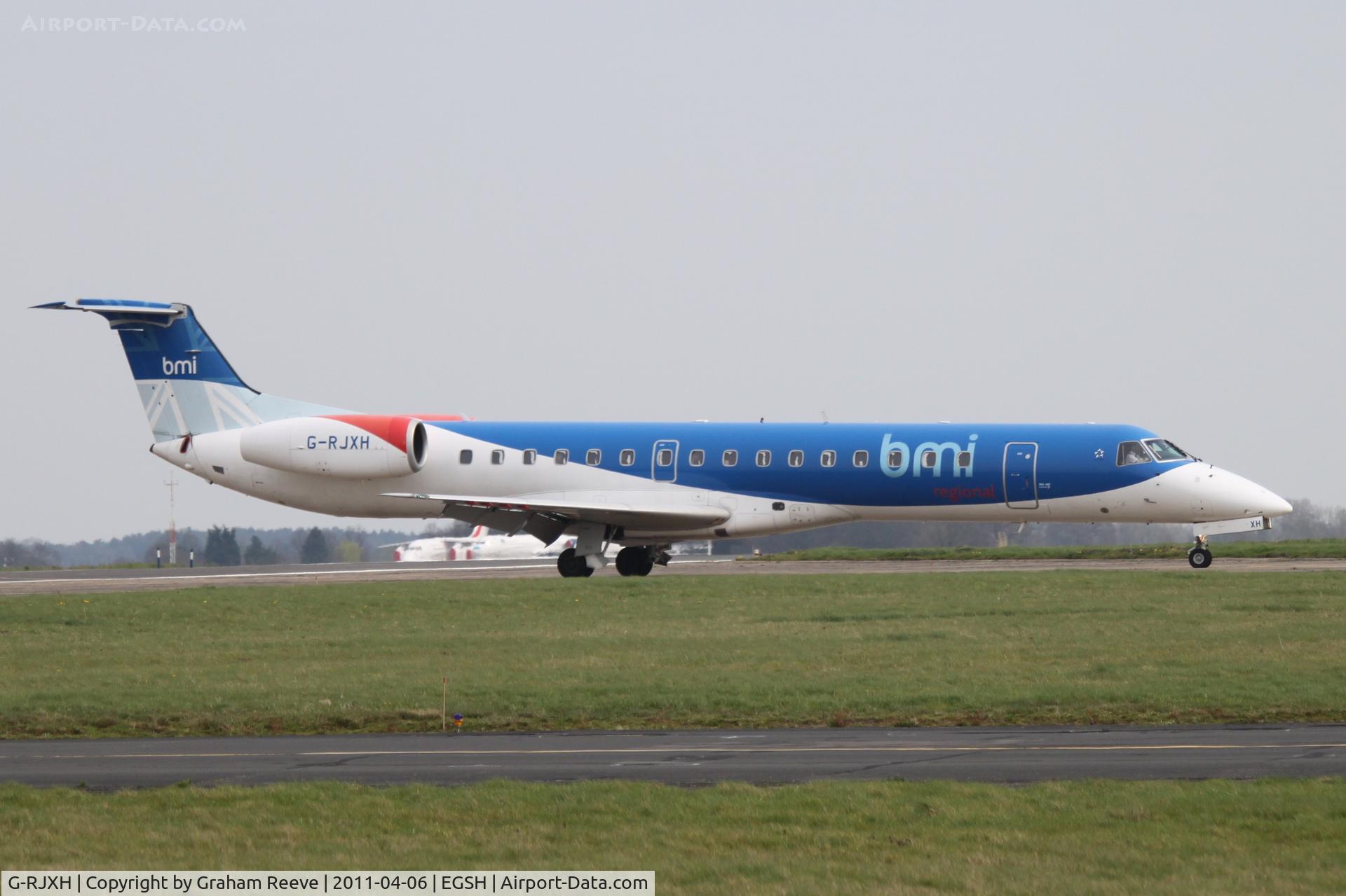 G-RJXH, 2001 Embraer EMB-145EP (ERJ-145EP) C/N 145442, Just landed.