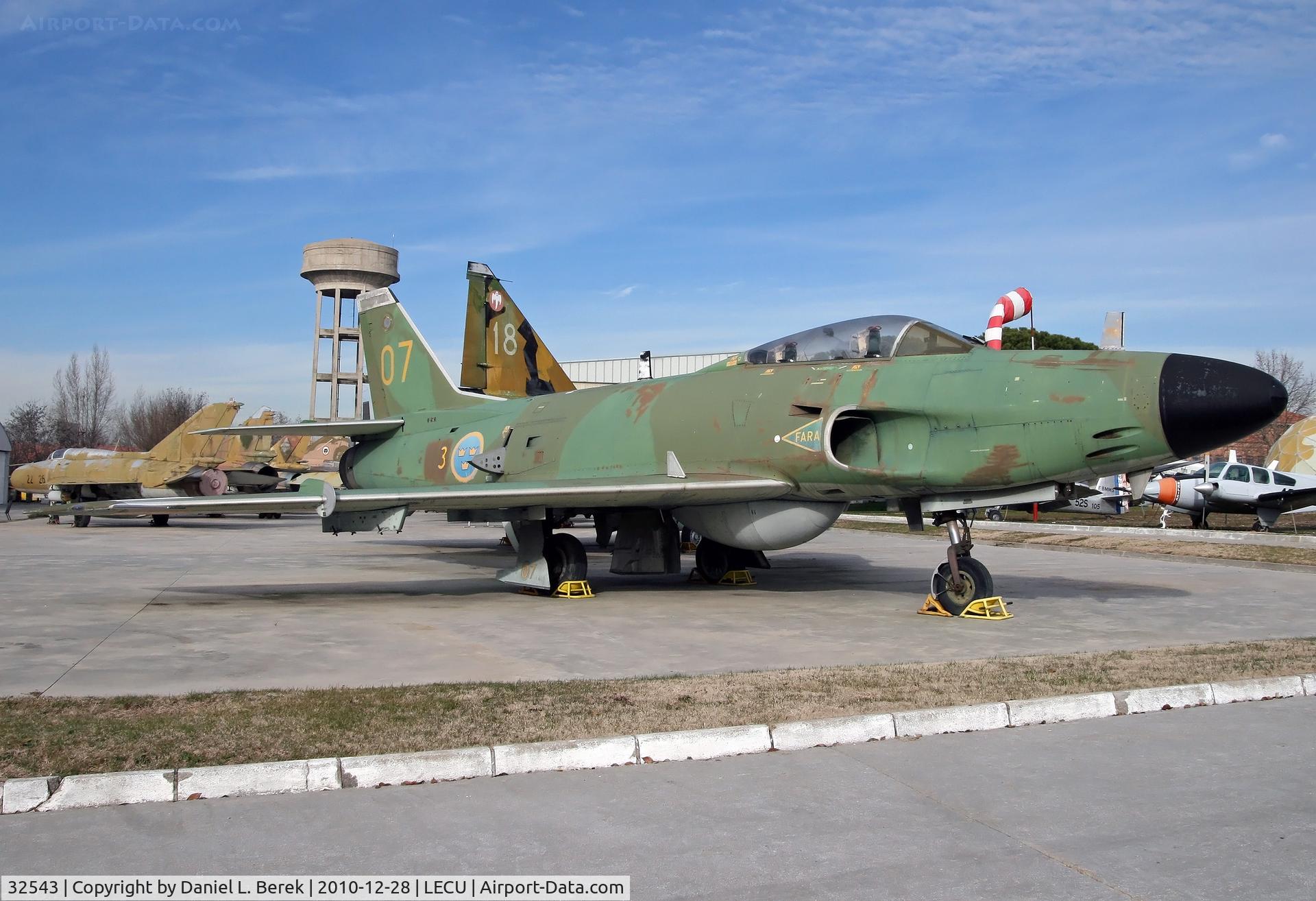 32543, Saab J-32E Lansen C/N 32-543, This is one of two ex-Swedish Air Force veterans who earned its retirement among the predominantly Spanish aircraft at the Museo del Aire, Madrid.