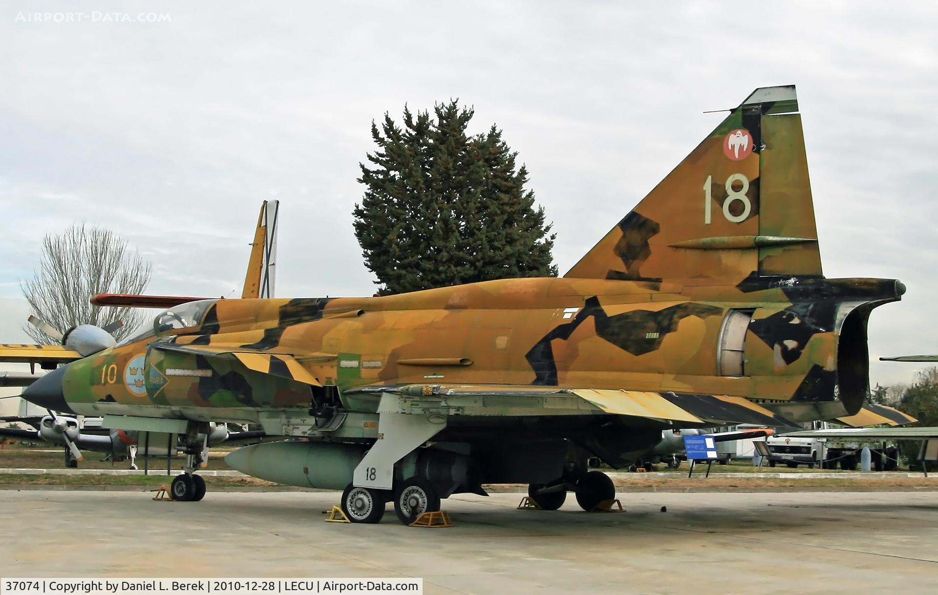 37074, Saab AJS 37 Viggen C/N 37074, This is one of two ex-Swedish Air Force veterans who earned its retirement among the predominantly Spanish aircraft at the Museo del Aire, Madrid.