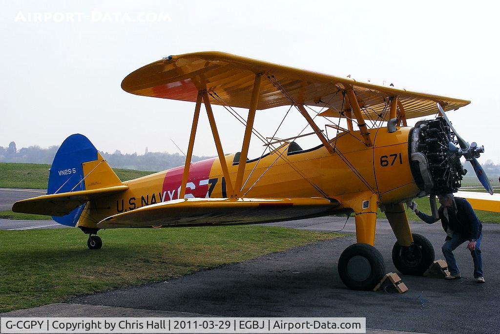 G-CGPY, 1945 Boeing E75N1 C/N 75-5303, wearing it former US Navy id VN2S-5 / 671