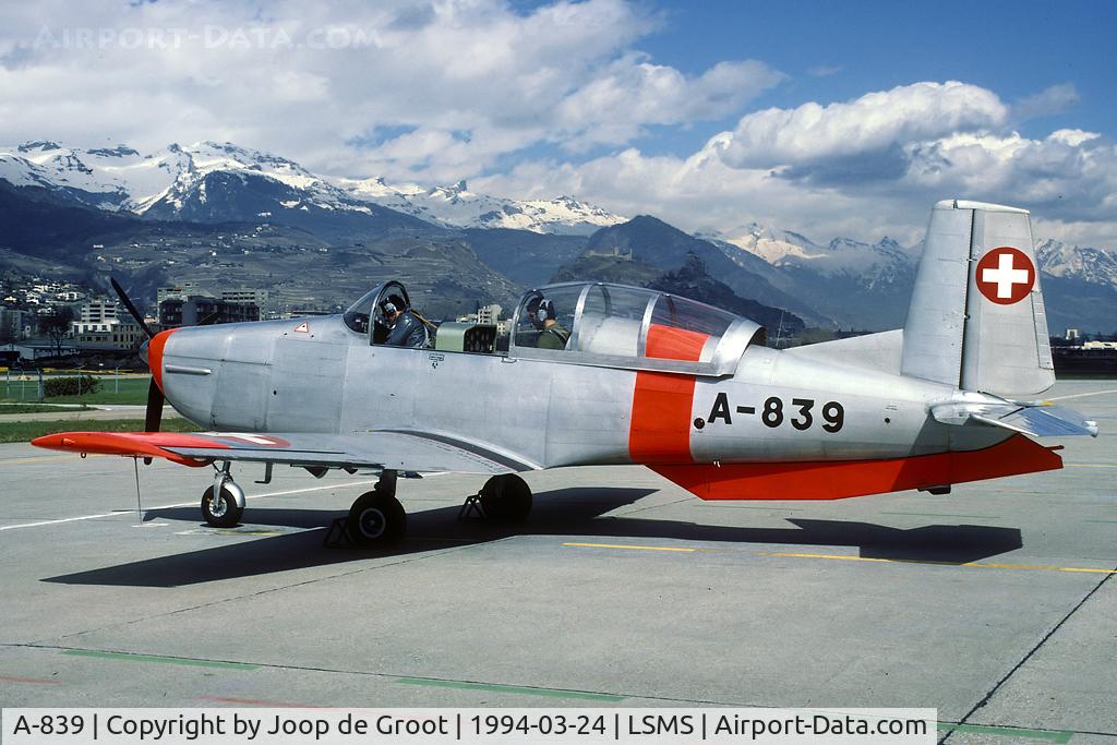 A-839, 1958 Pilatus P3-05 C/N 477-26, still in use in the nineties