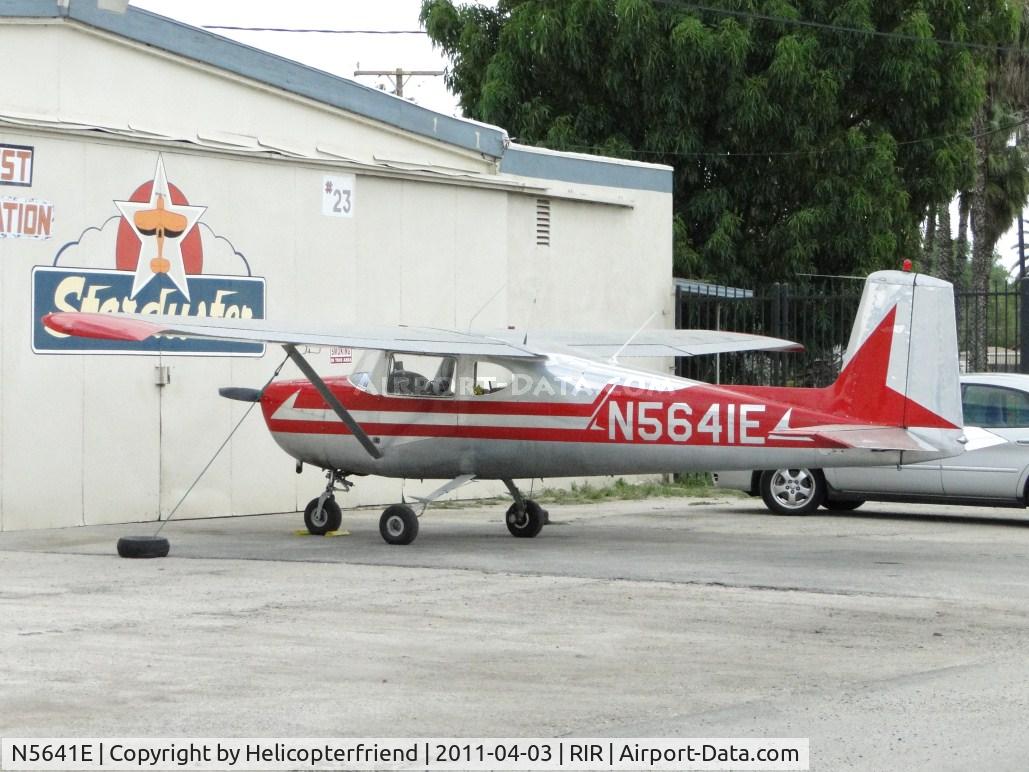 N5641E, 1959 Cessna 150 C/N 17141, Parked and tied down by STARDUSTER hanger